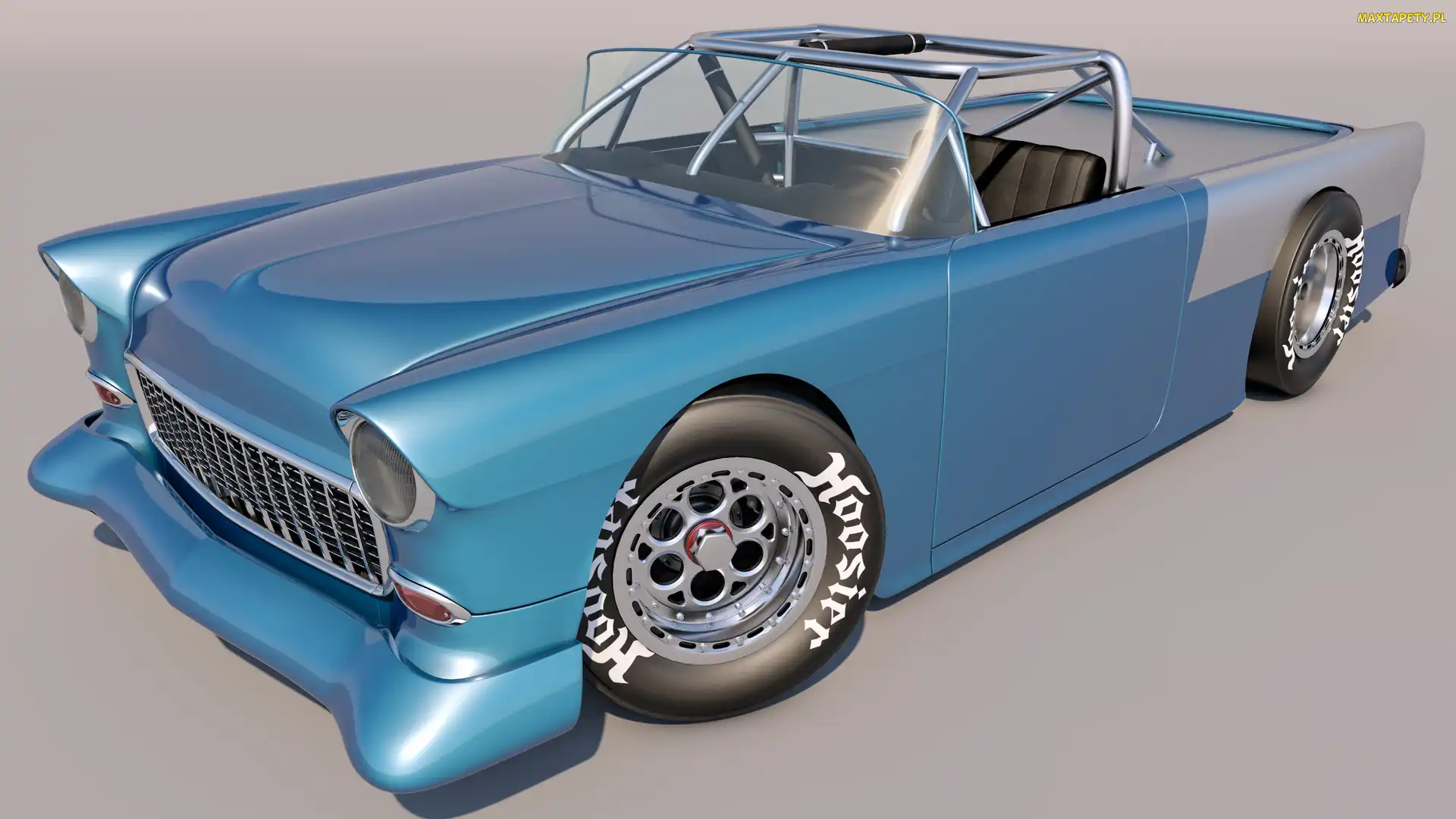 1955, Chevrolet Bel Air Nomad Custom, Niebieski, Zabytkowy
