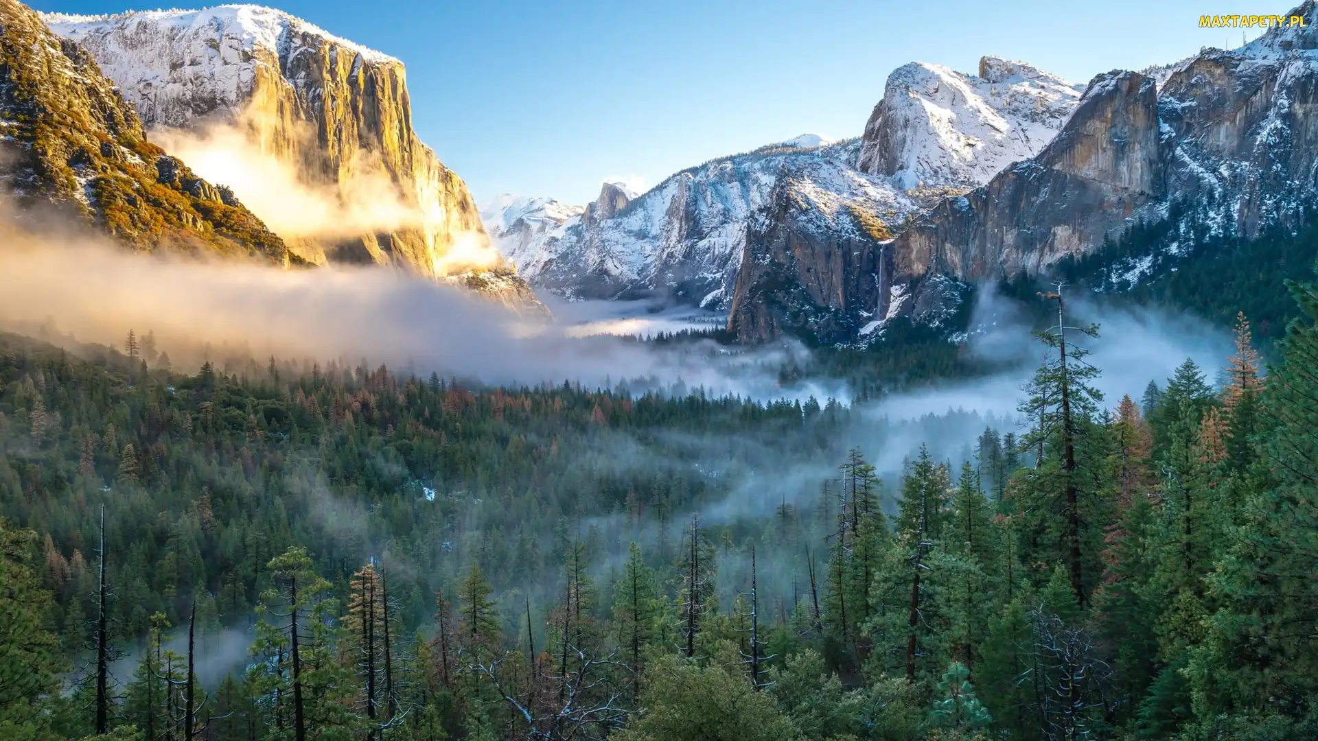Chmury, Mgła, Stan Kalifornia, Stany Zjednoczone, Park Narodowy Yosemite, Góry Sierra Nevada