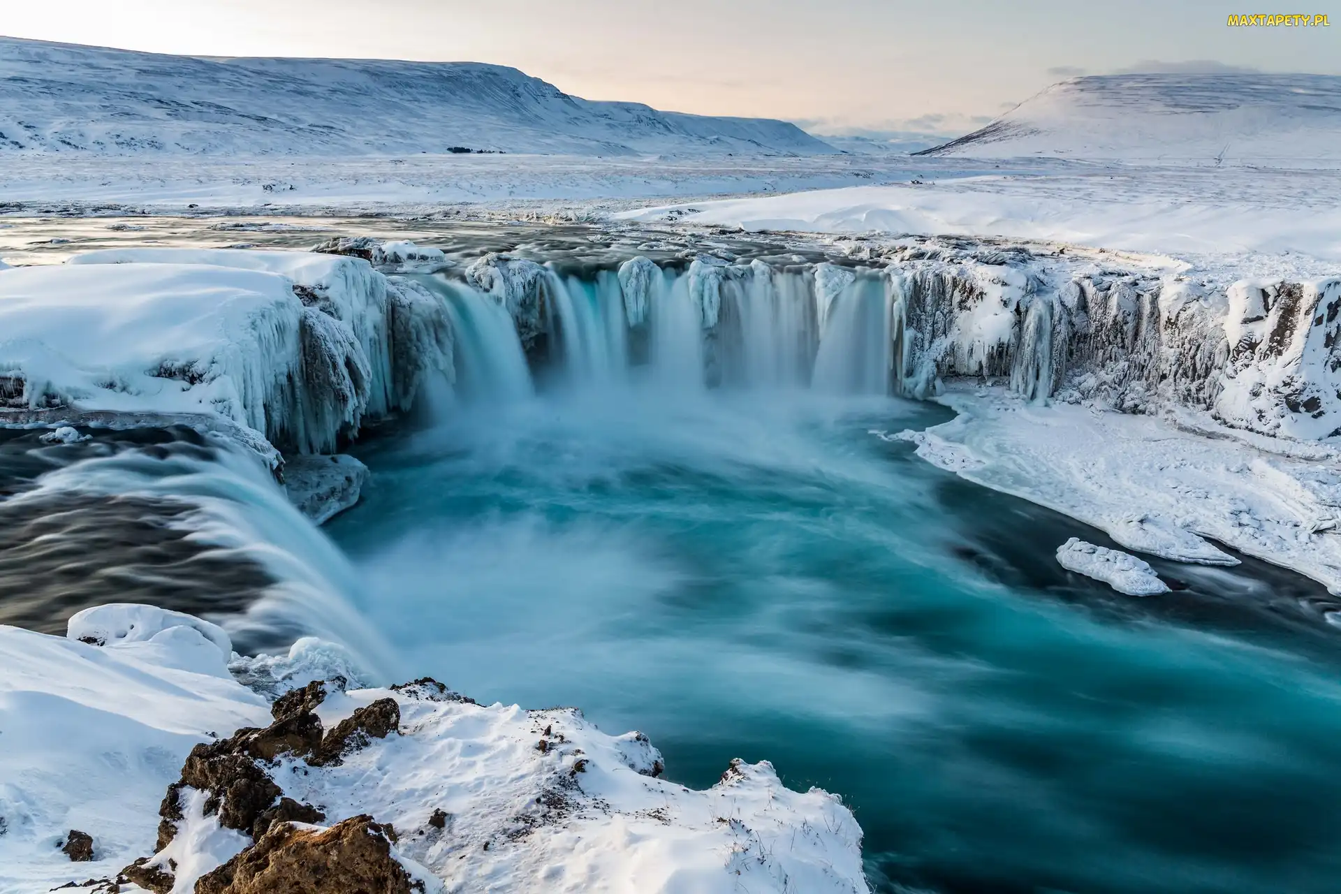 Islandia, Zima, Wodospad Godafoos