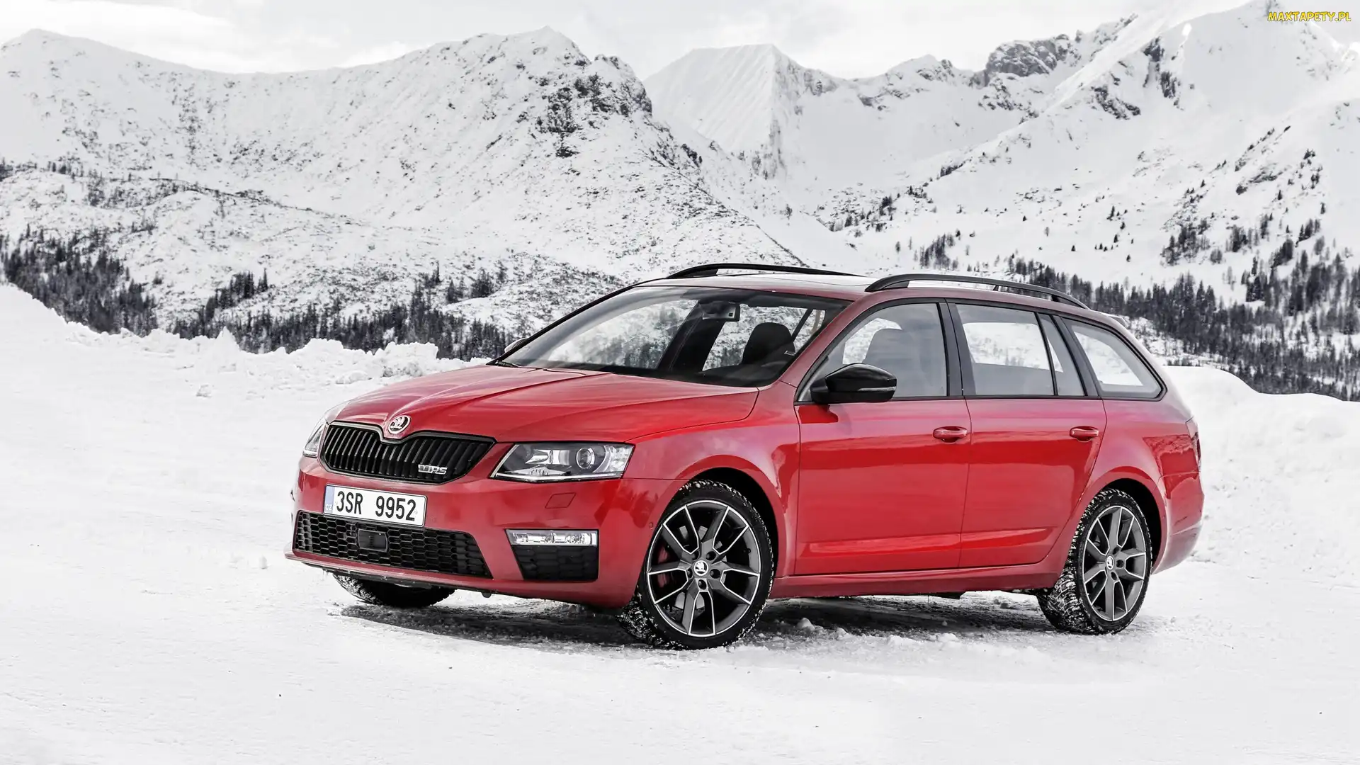 Skoda Octavia vRS, Śnieg, Czerwona