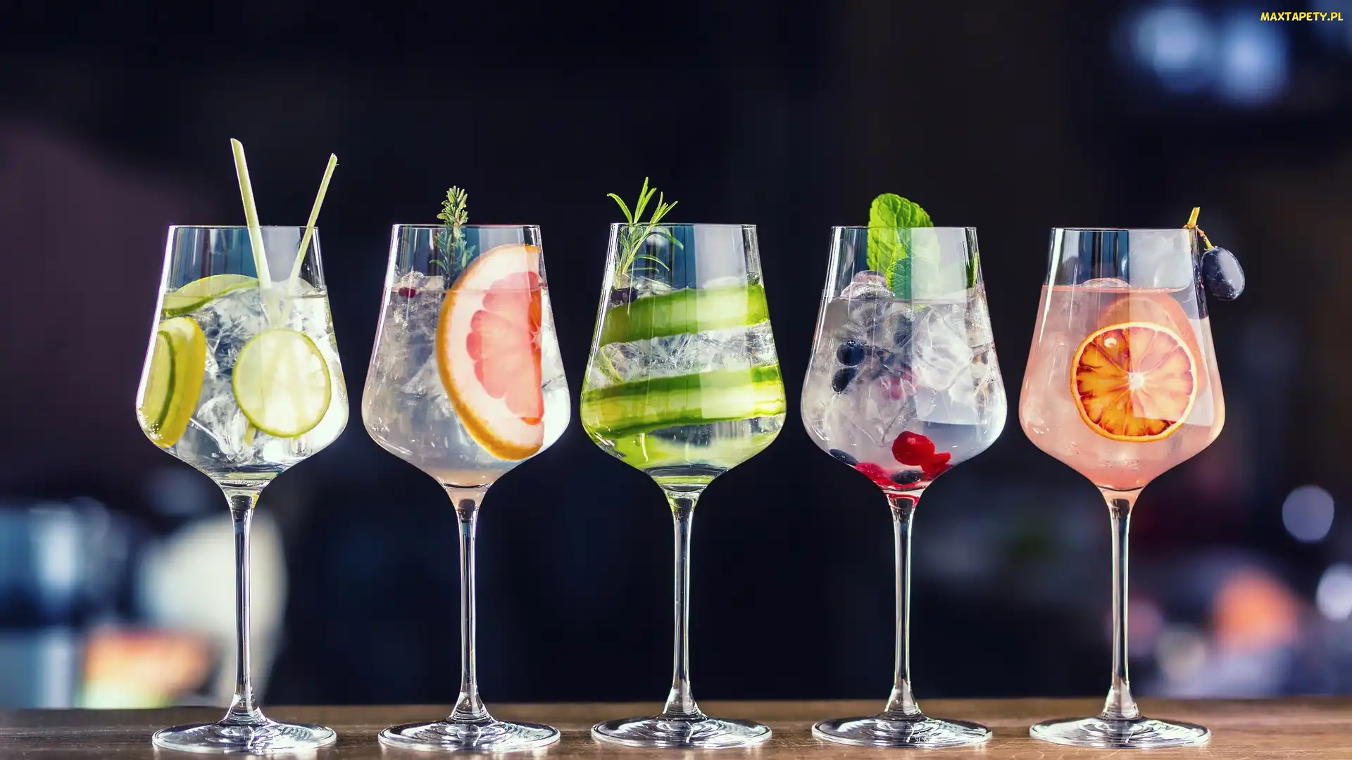Kieliszki, Lód, Owoców, Kawałki, Drinki