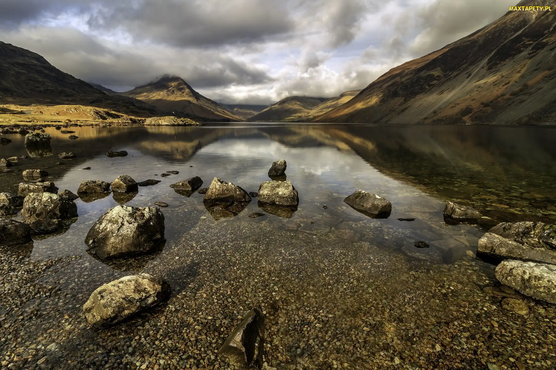 Kamienie, Góry, Kumbria, Anglia, Kraina Lake District, Jezioro Buttermere