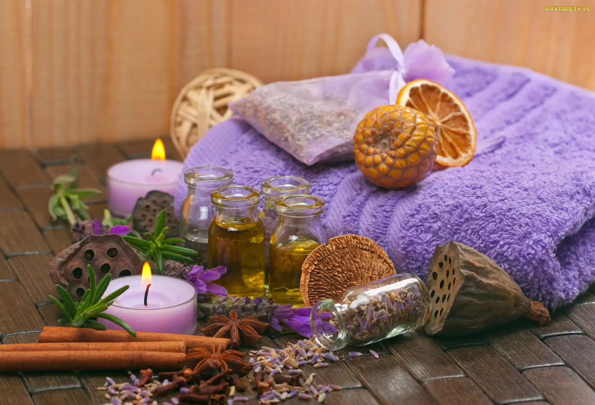 Ręcznik, Olejki, Buteleczki, Świeczki, SPA