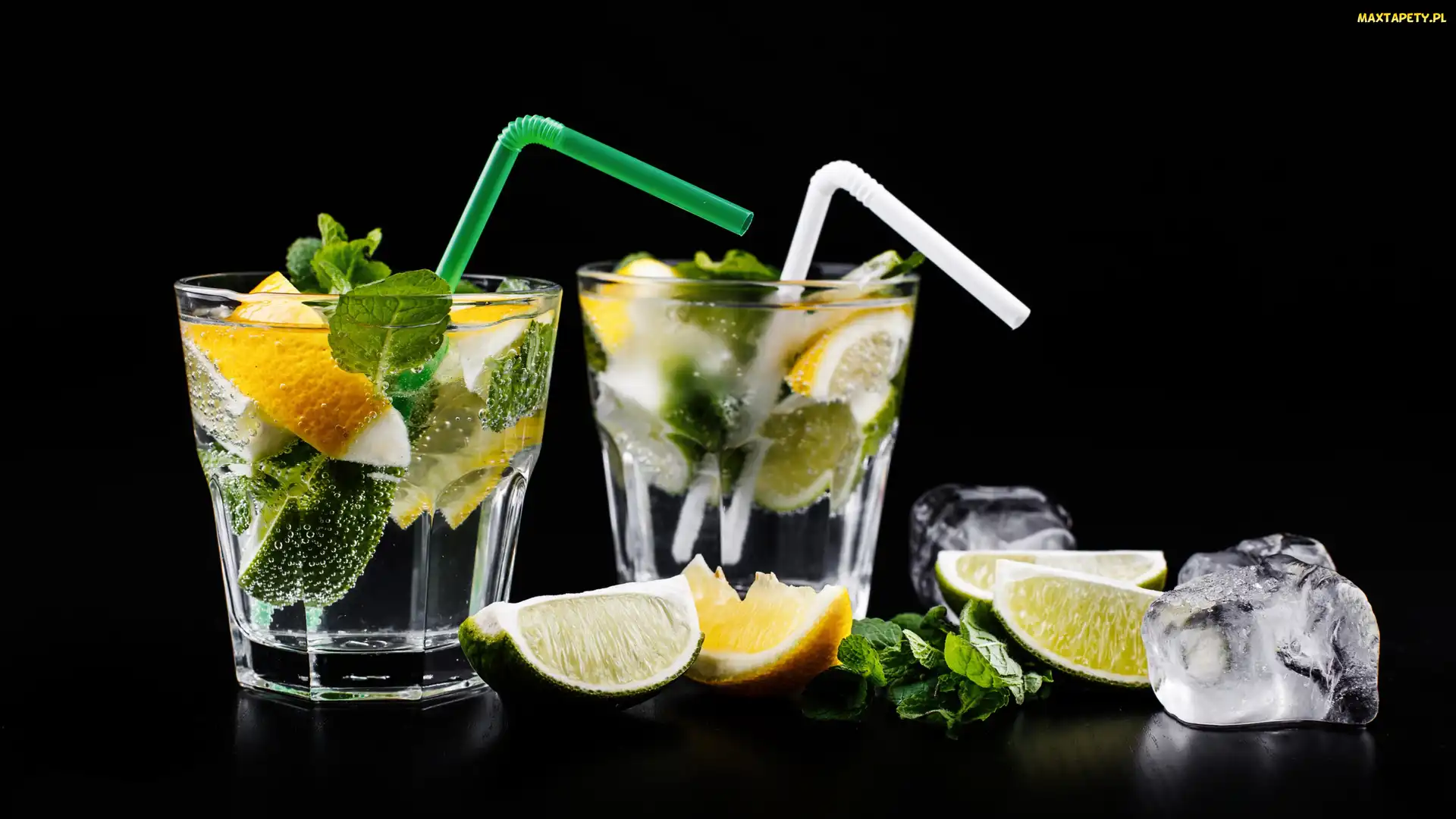 Lód, Limonka, Drinki, Słomki