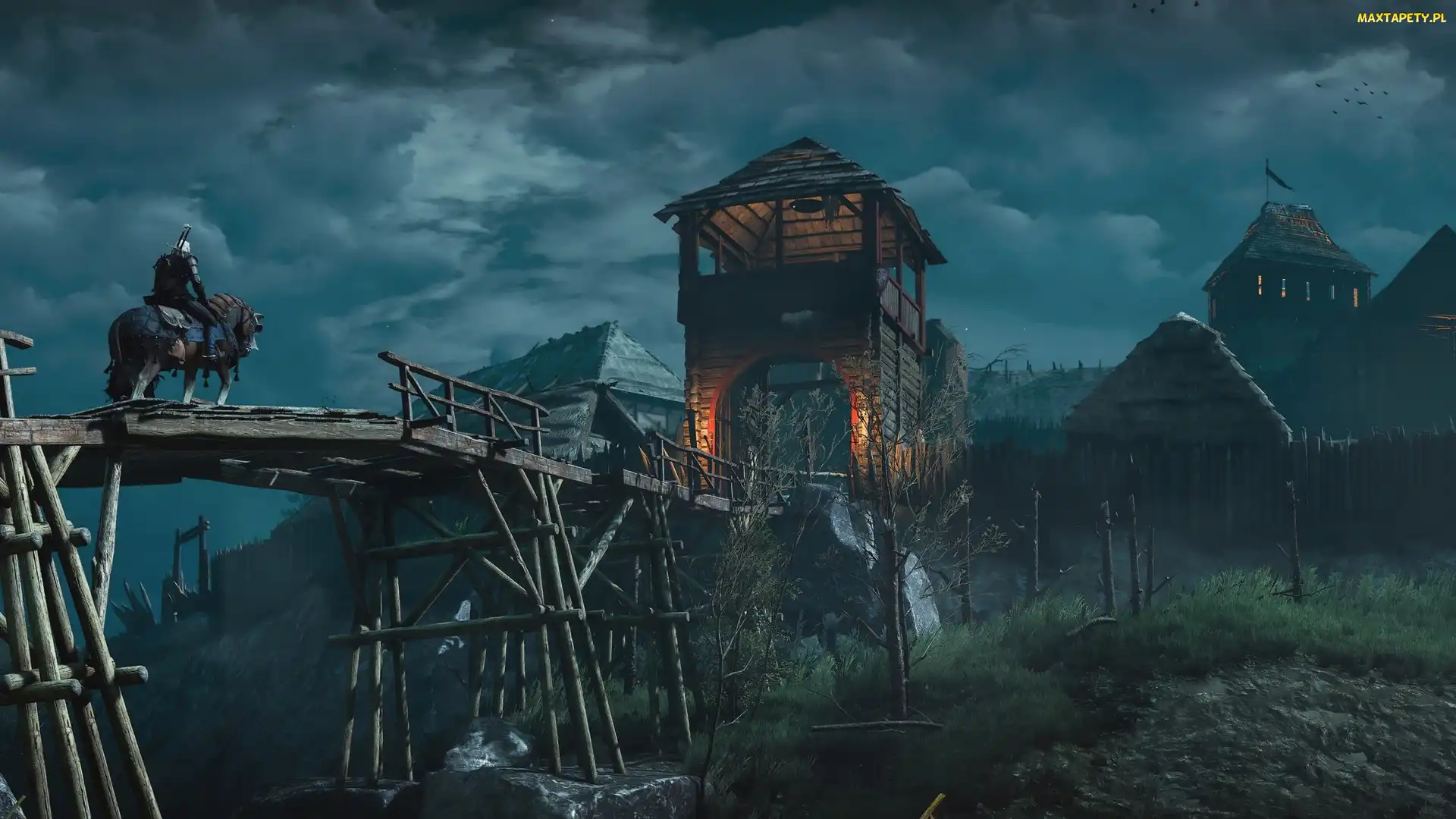 Koń, Geralt z Rivii, Most, Wiedźmin 3 Dziki Gon, Drewniana, Baszta