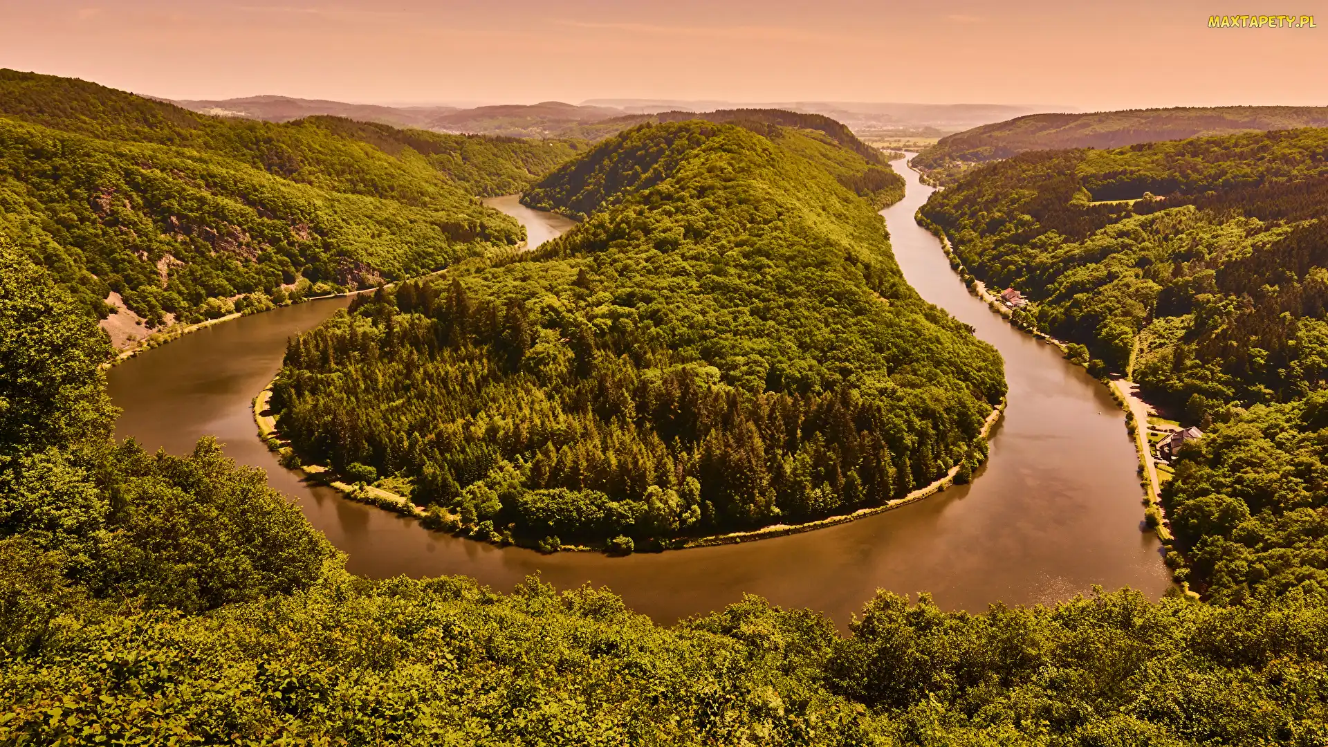 Niemcy, Mettlach, Meander, Wzgórza, Meandro del Sarre, Rzeka Saara, Zakole