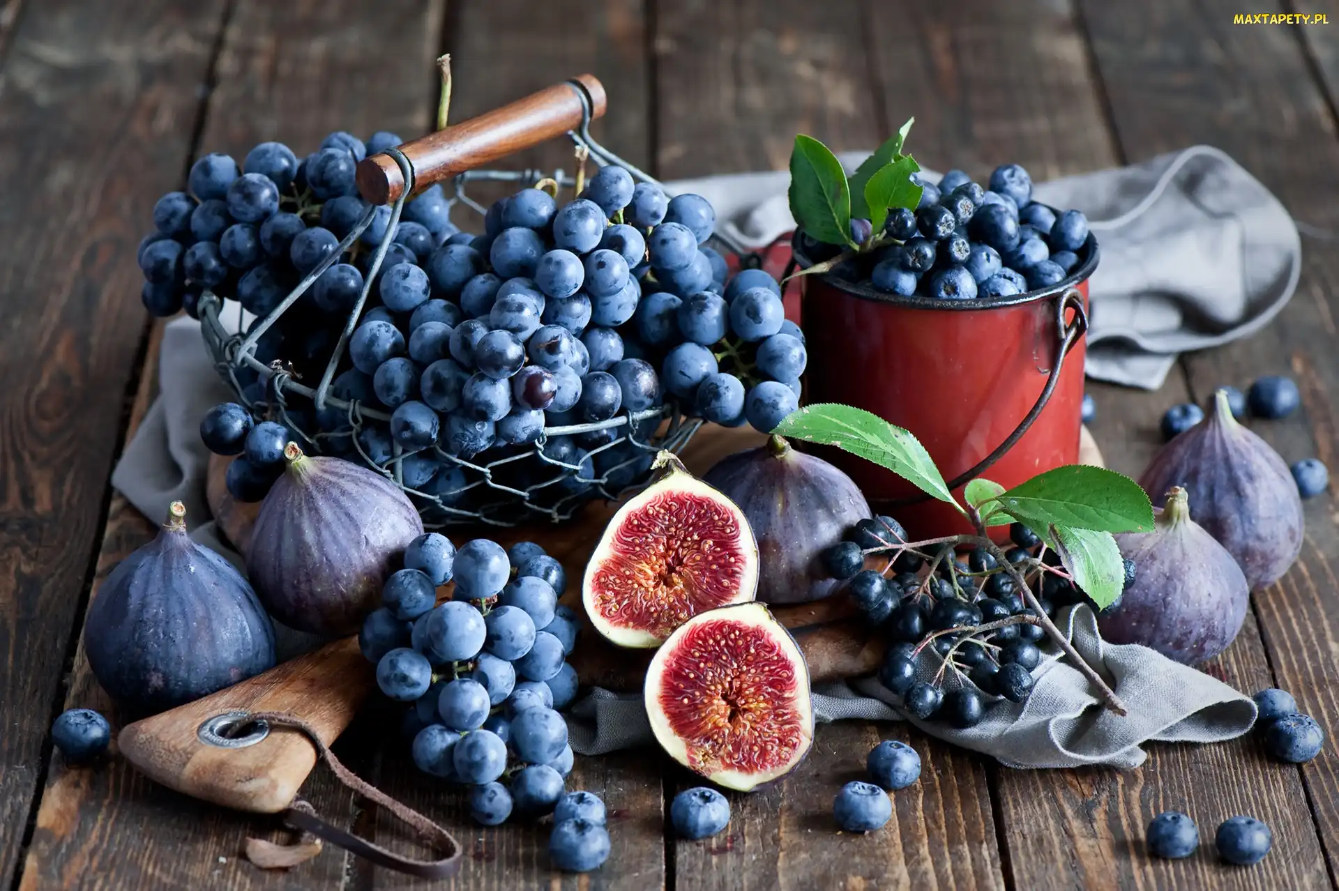 Owoce, Aronia, Figi, Borówki, Winogrona