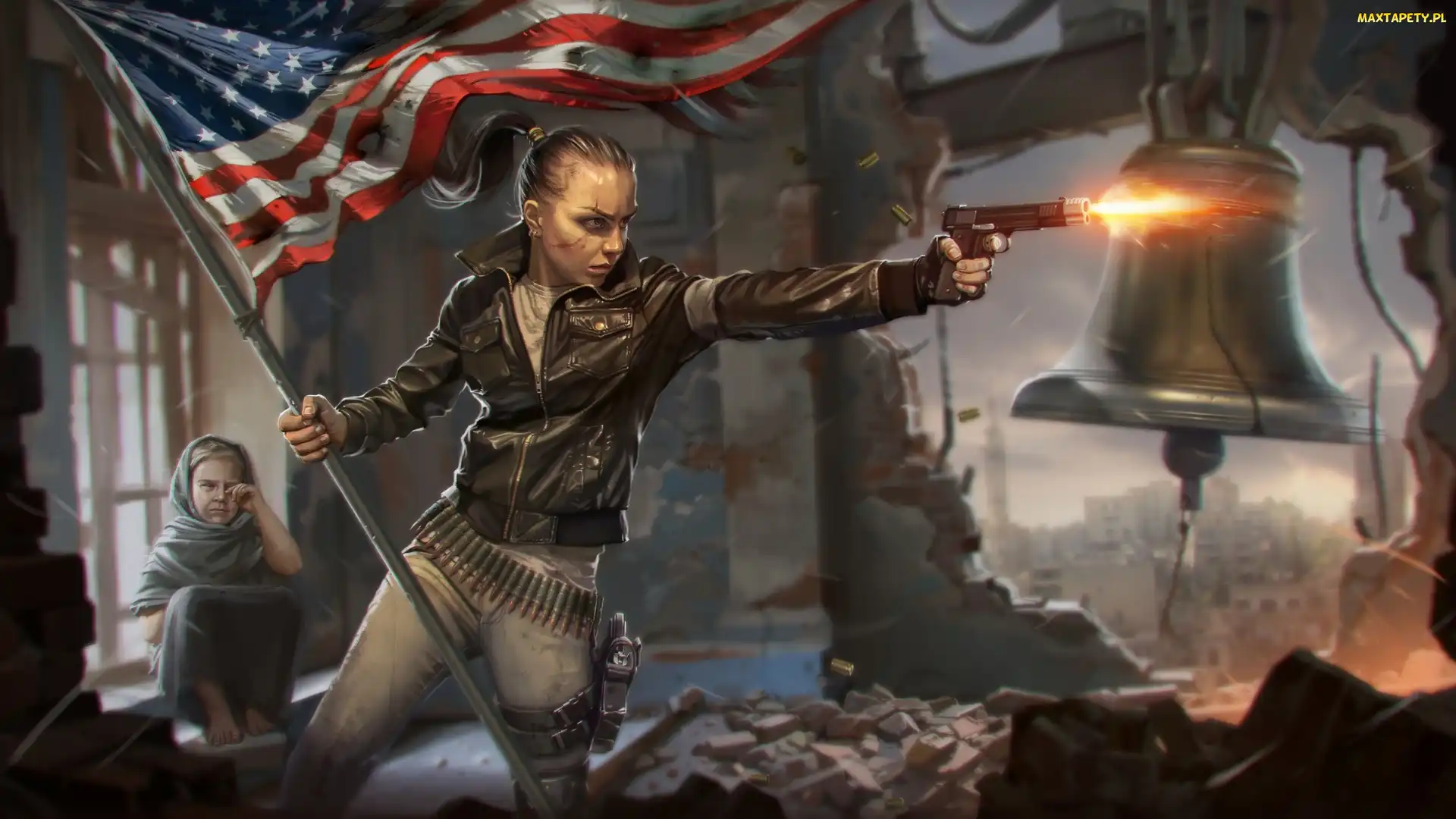 Płaczące, Wojna, Homefront The Revolution, Dziecko, Stanów Zjednoczonych, Gra, Flaga