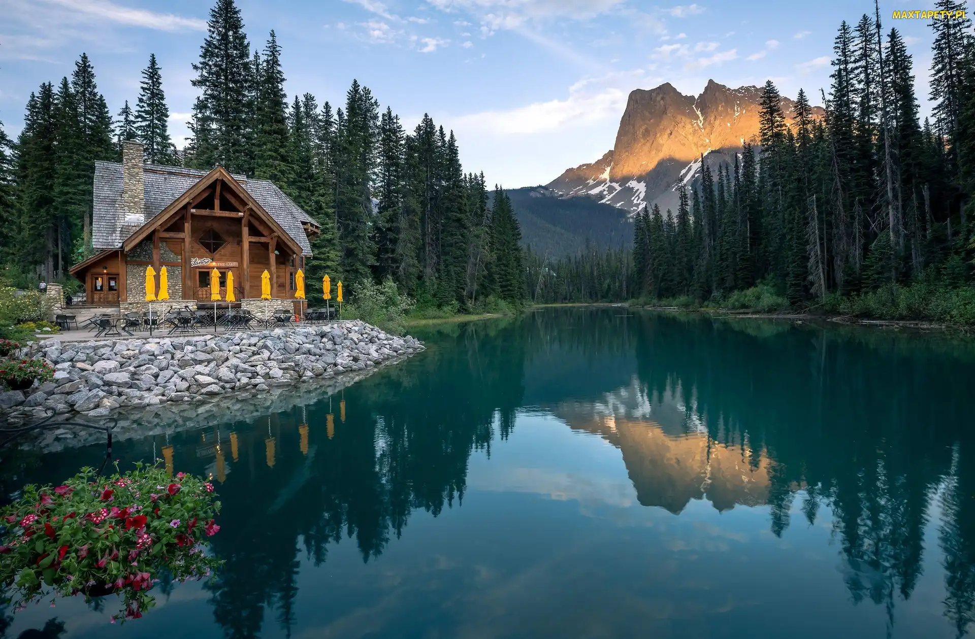 Prowincja Kolumbia Brytyjska, Dom, Góry, Kanada, Drzewa, Park Narodowy Yoho, Jezioro Emerald Lake