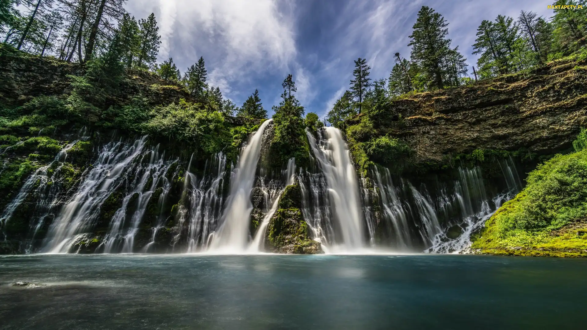Wodospad Burney Falls, Park miejski McArthur-Burney Falls, Skały, Stany Zjednoczone, Kaskada, Stan Kalifornia