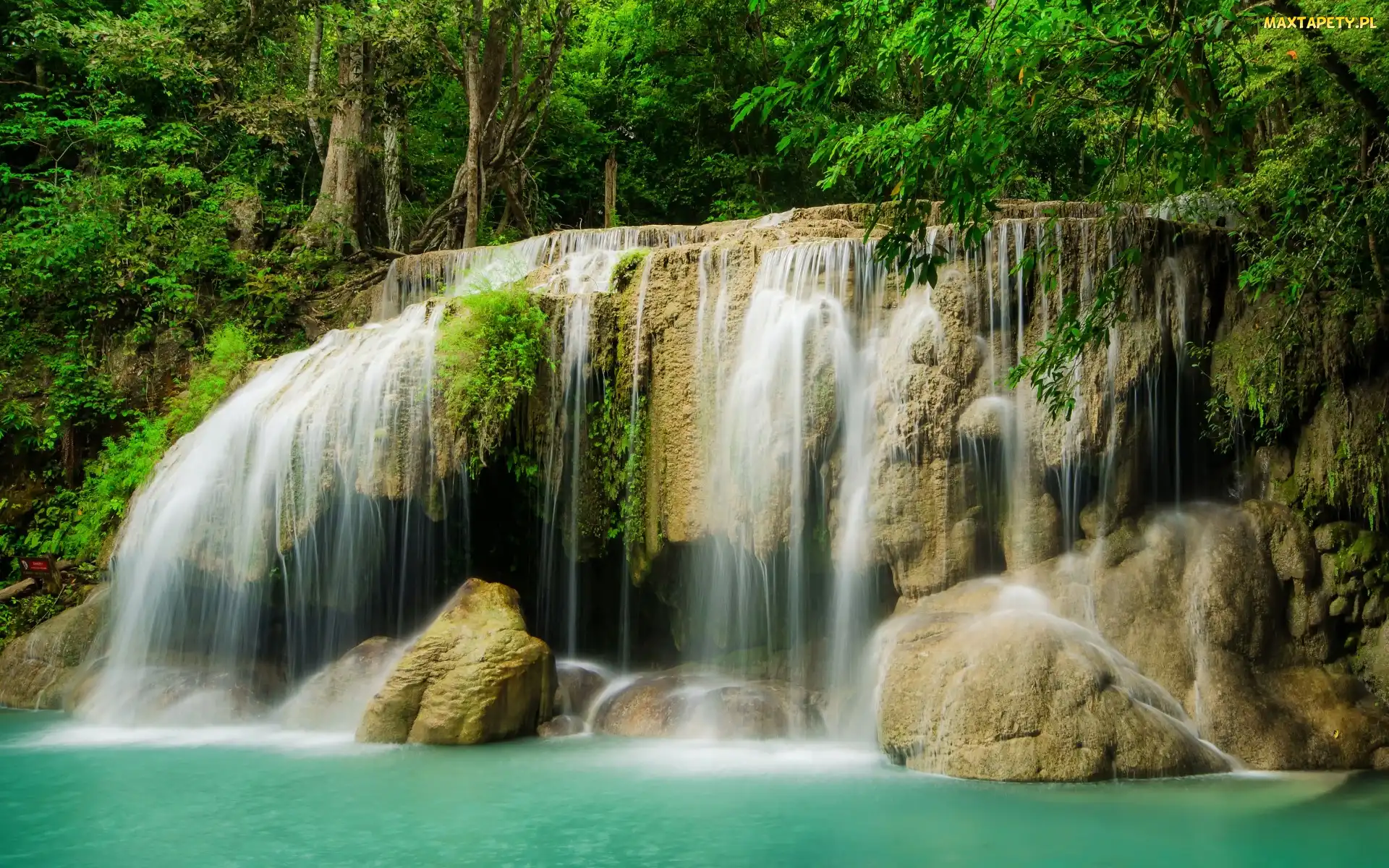 Park Narodowy Erawan, Skały, Tajlandia, Prowincja Kanchanaburi, Wodospad Erawan Waterfall