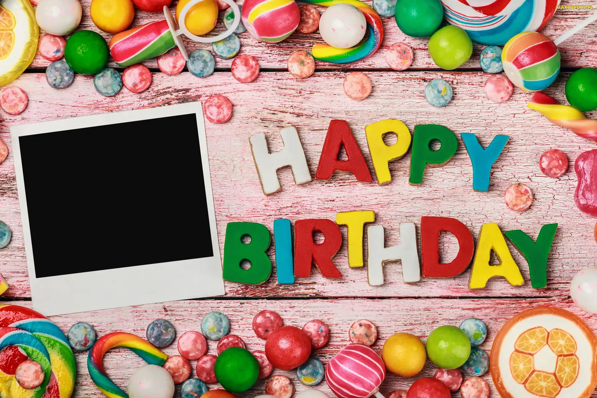 Urodziny, Happy Birthday, Słodycze, Napis