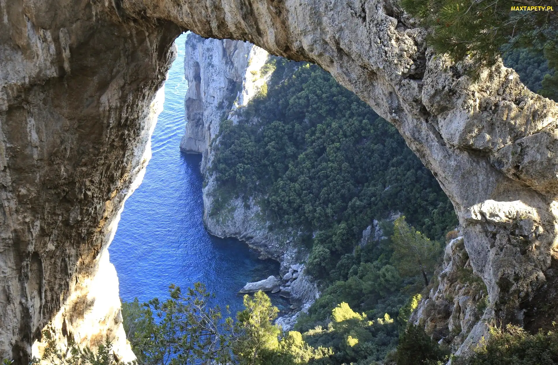 Łuk skalny Arco Naturale, Włochy, Capri, Morze, Skały