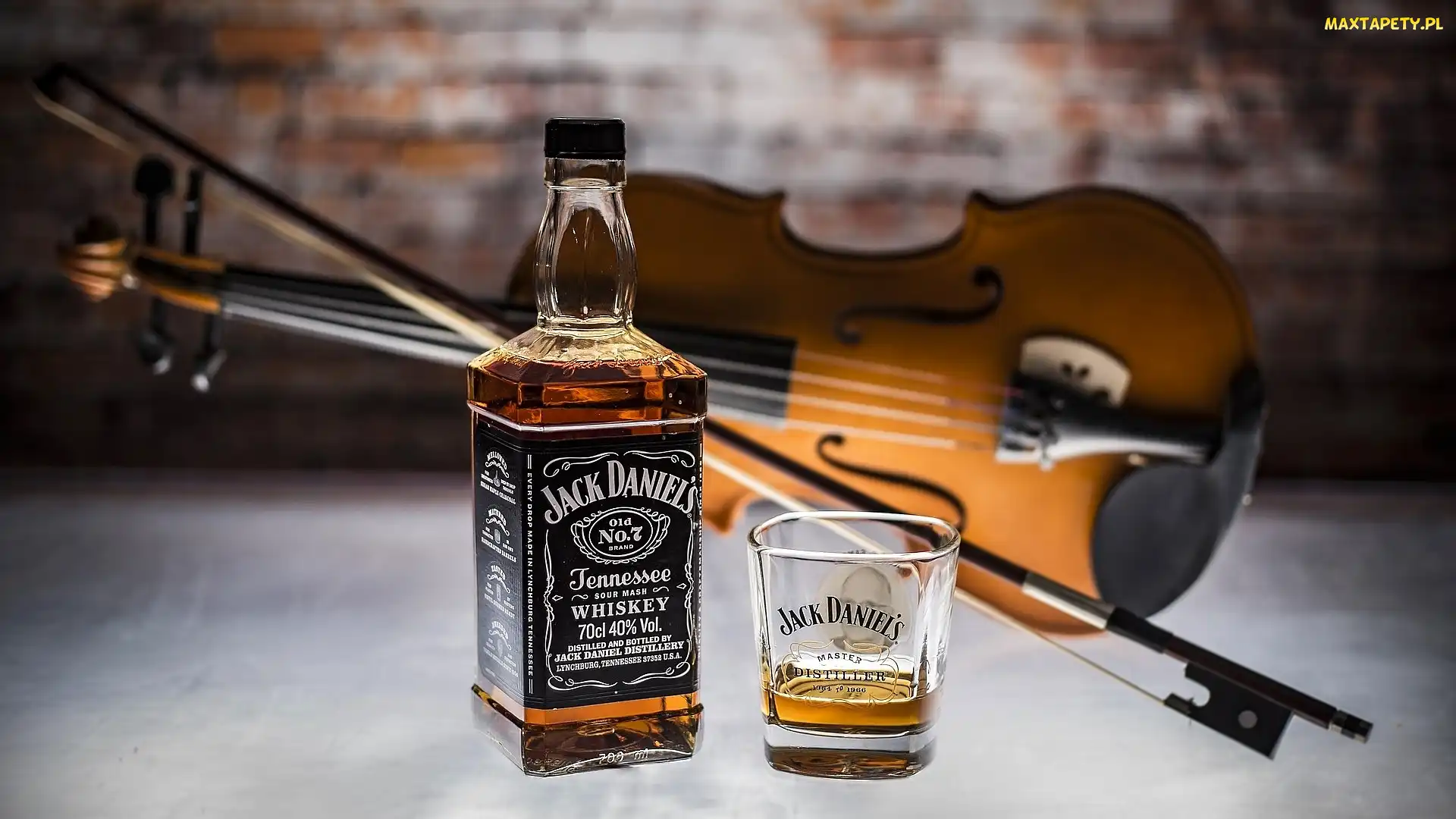 Whisky, Skrzypce, Butelka, Szklanka, Jack Daniels