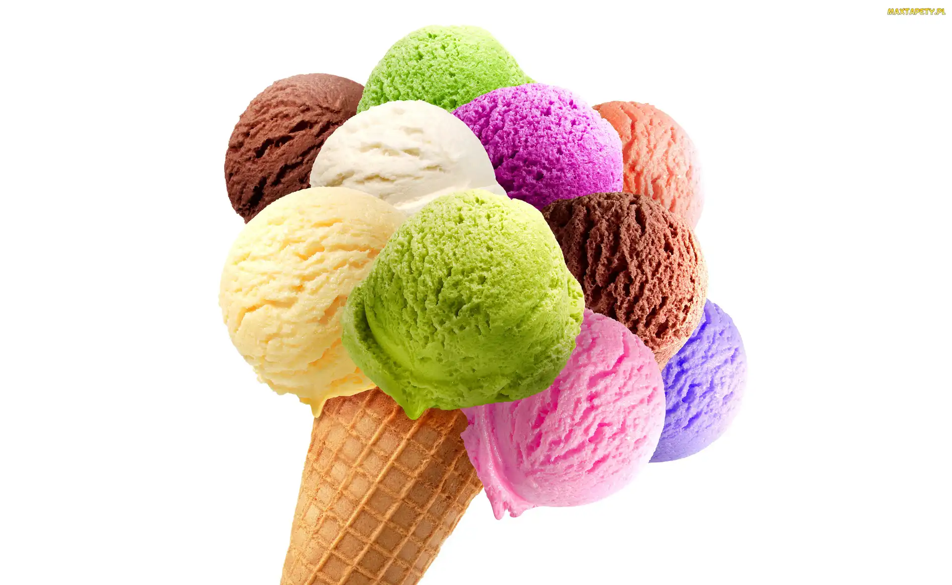 Lody, Tło, Gałki, Białe, Rożek