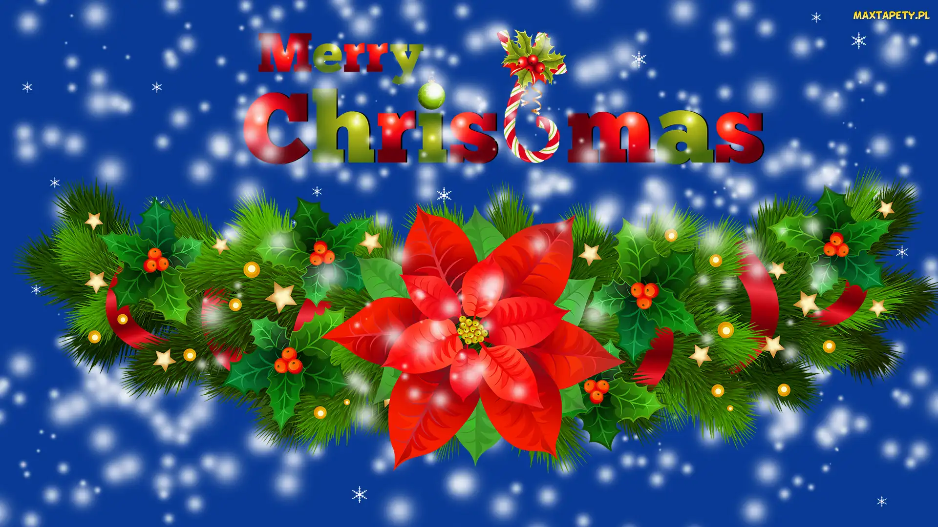 Grafika, Merry Christmas, Napis, Stroik, Boże Narodzenie