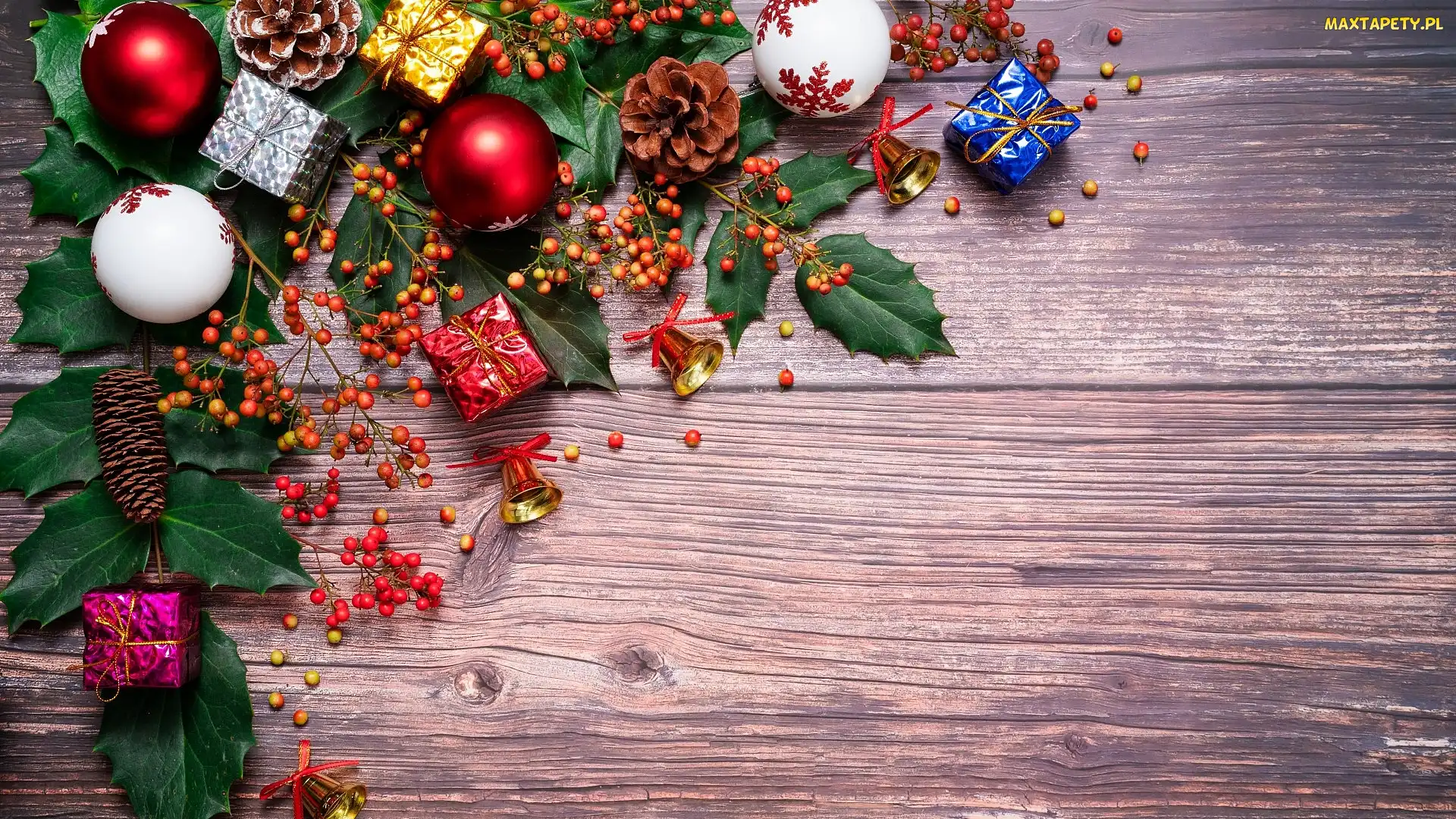 Liście, Szyszki, Prezenciki, Bombki, Dzwoneczki, Świąteczne, Ozdoby