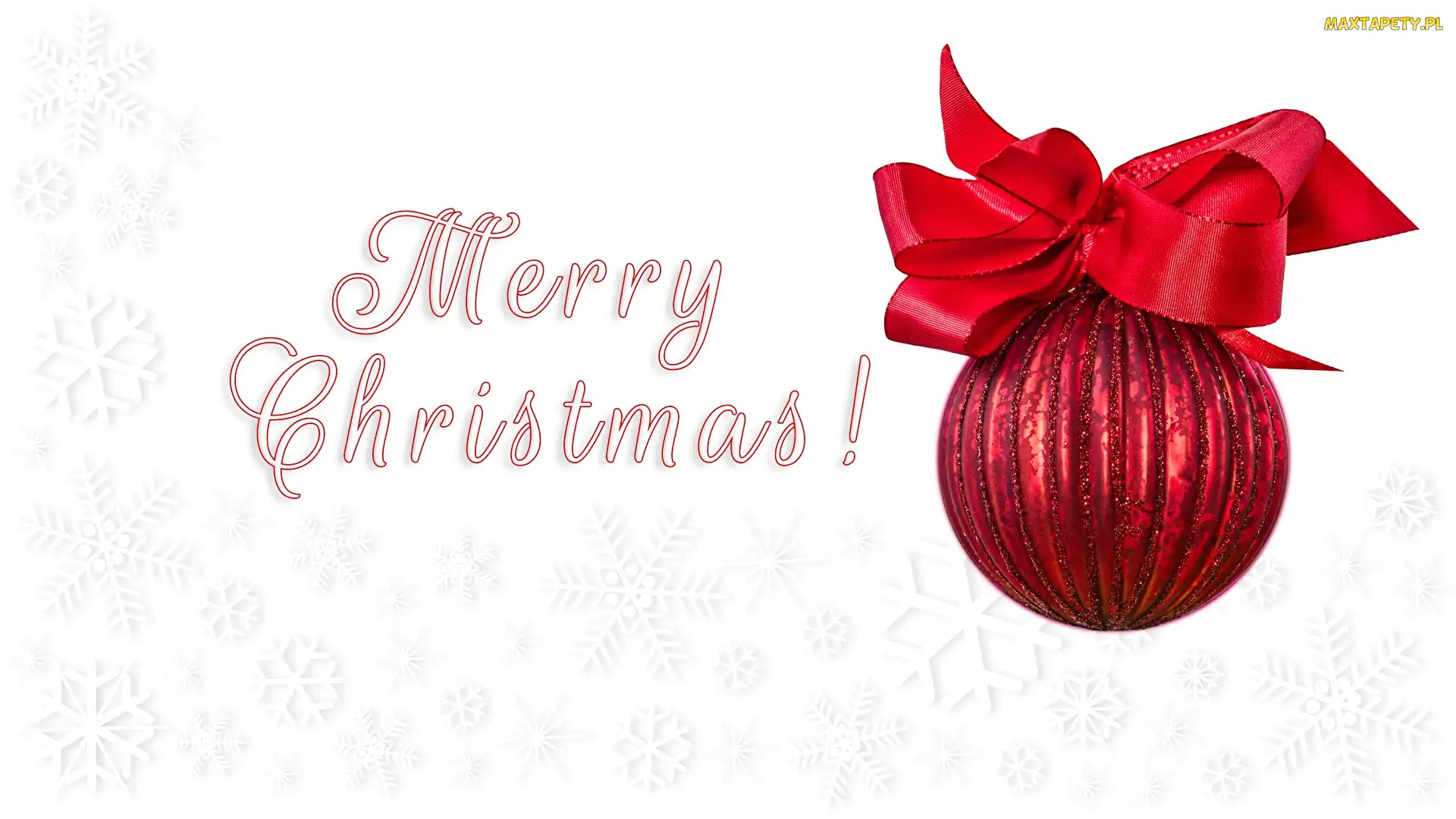 Boże Narodzenie, Merry Christmas, Bombka, Czerwona, Kokarda, Napis