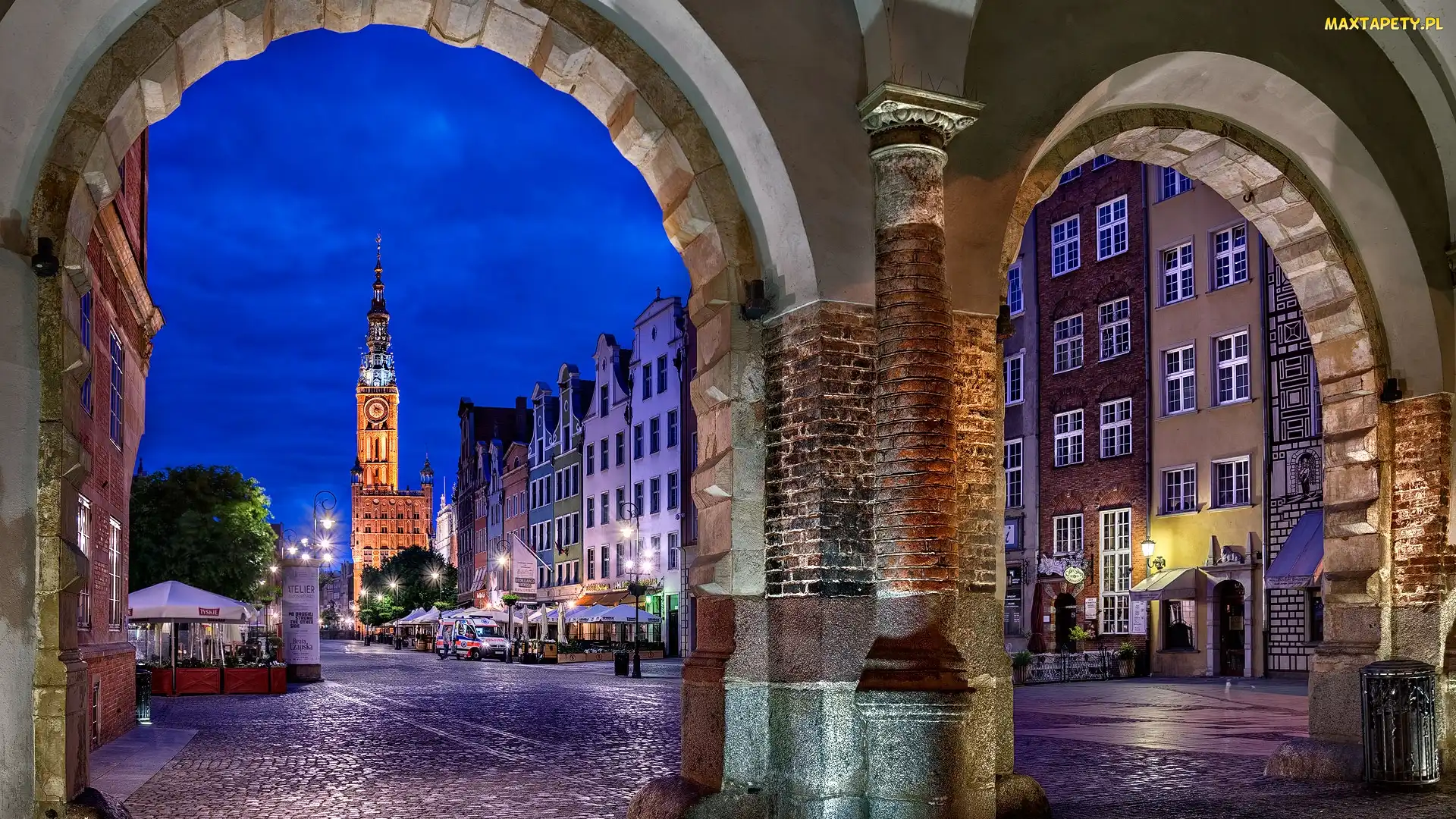 Polska, Gdańsk, Domy, Ulica, Ratusz, Brama