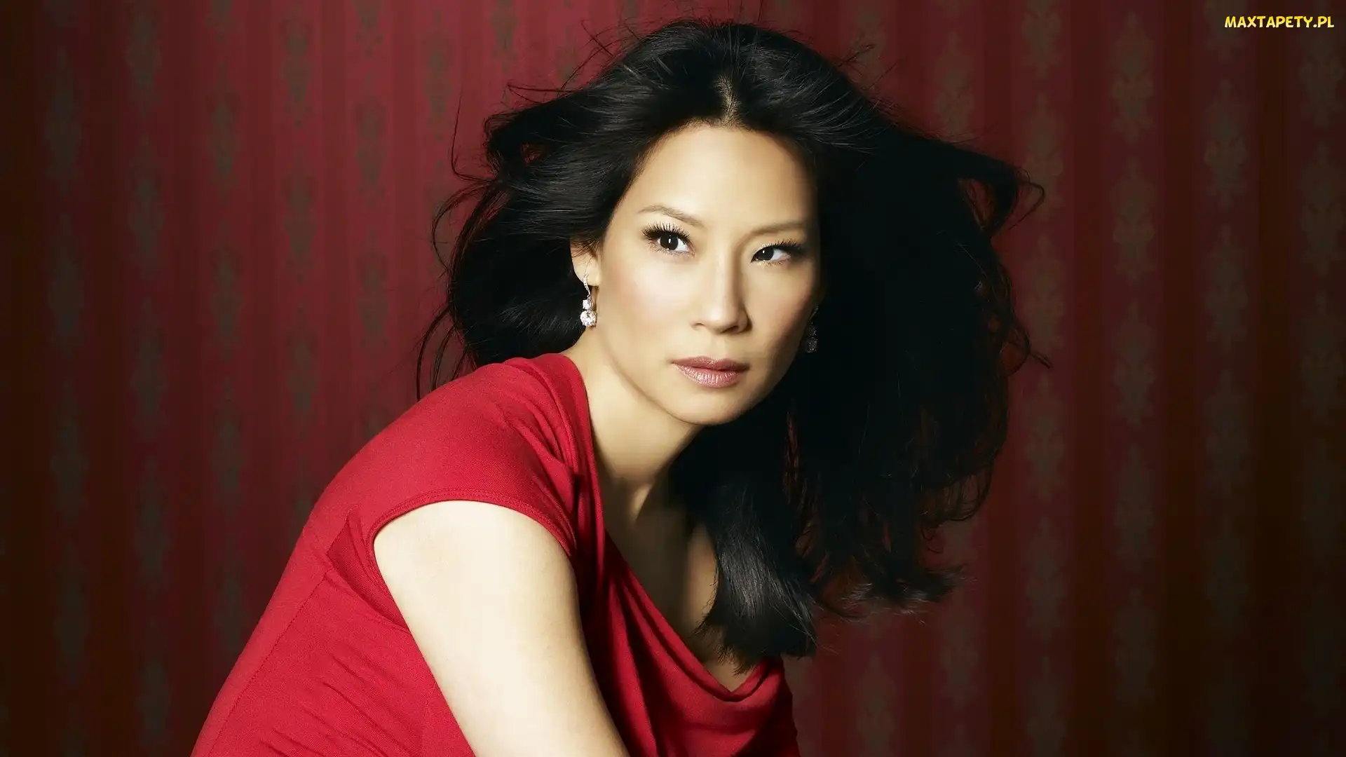 Bluzka, Czerwona, Brunetka, Kobieta, Aktorka, Lucy Liu