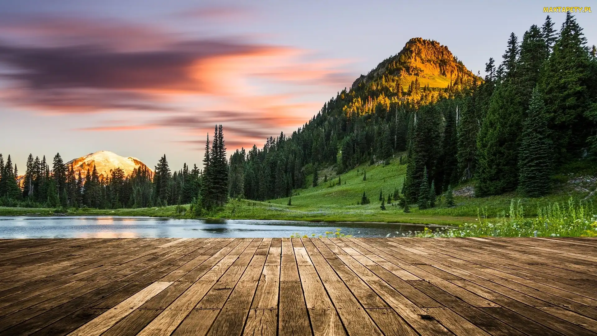 Stan Waszyngton, Góry, Jezioro Tipsoo, Stany Zjednoczone, Drzewa, Park Narodowy Mount Rainier, Las