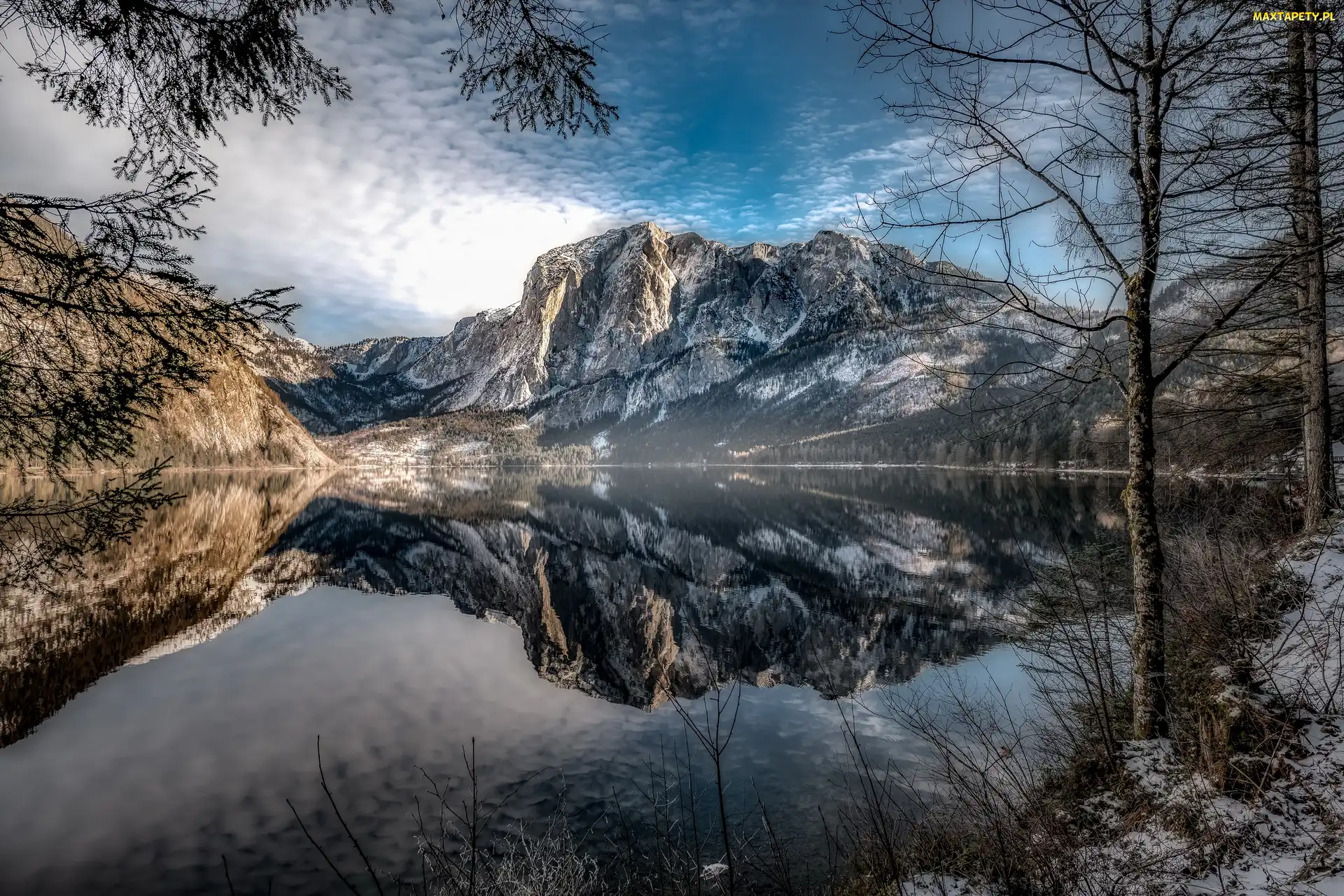 Austria, Styria, Jezioro Altausseer See, Góry, Drzewa, Altaussee