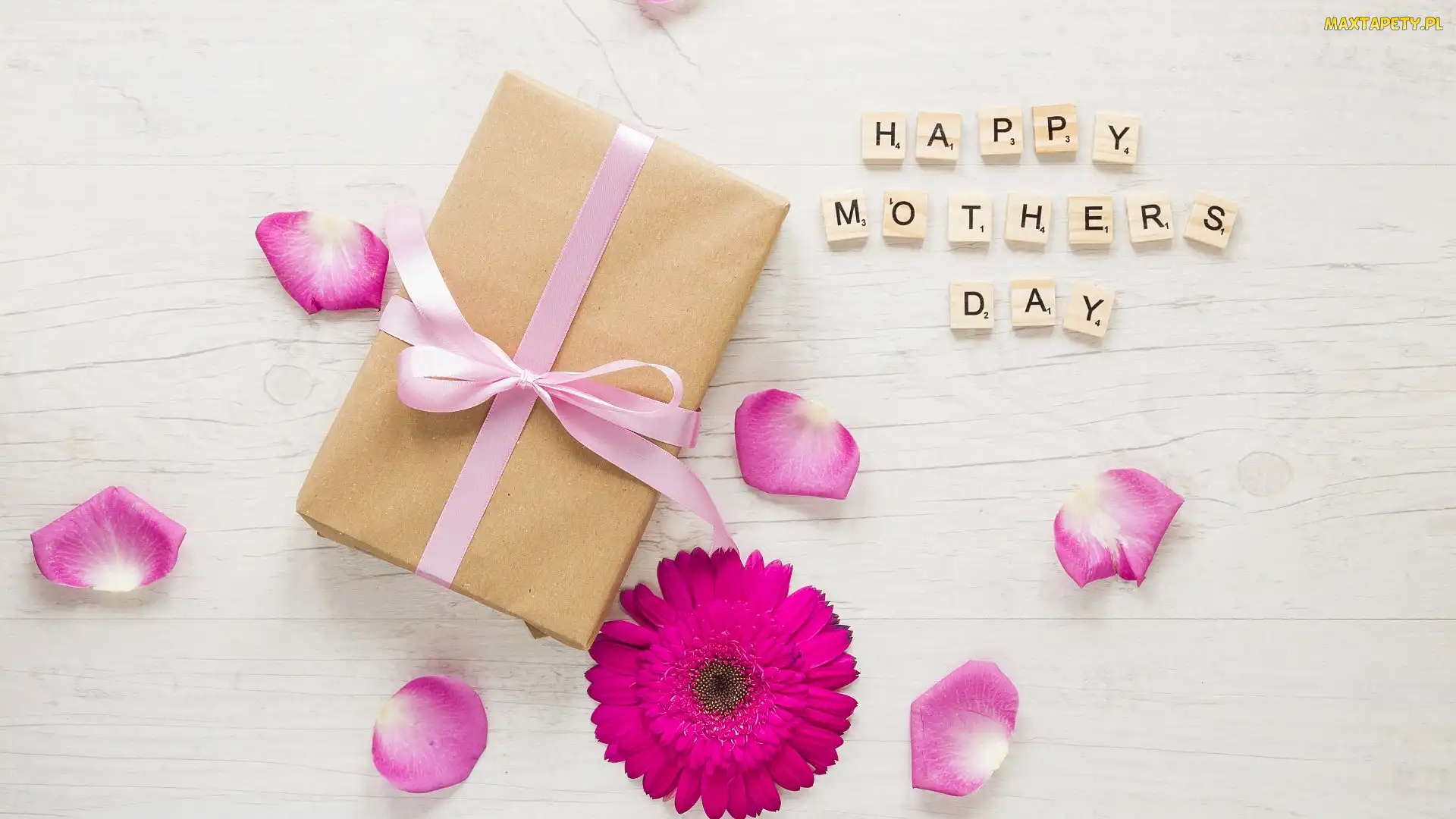 Scrabble, Happy Mothers Day, Prezent, Dzień Matki, Płatki, Napis