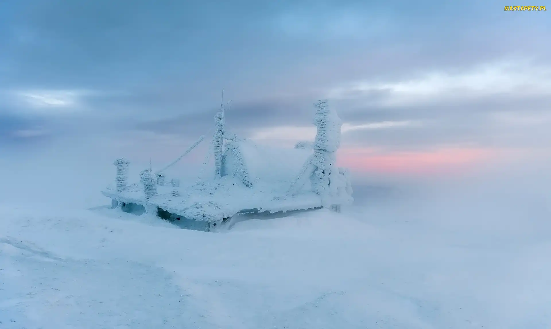 Śnieg, Budowla, Zaśnieżona, Mgła, Zima