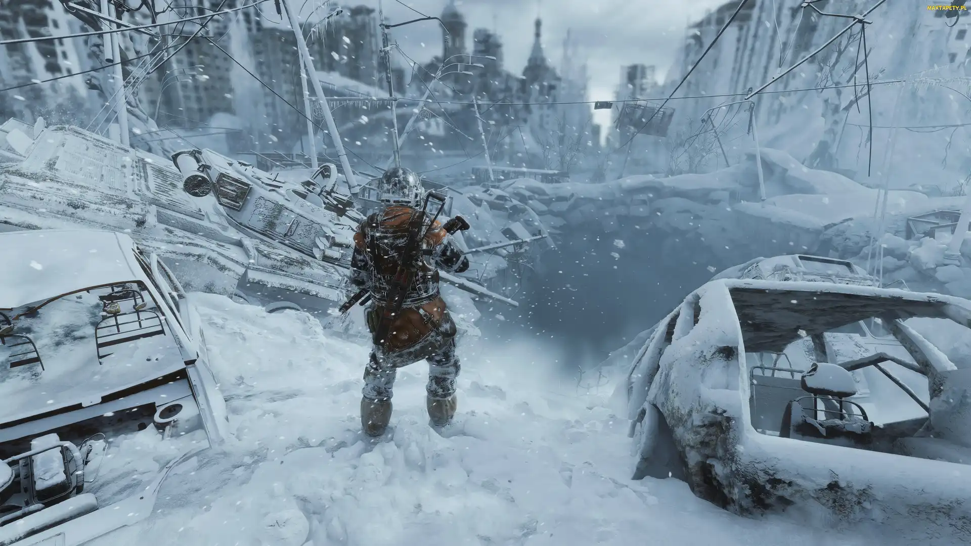 Metro Exodus, Miasto, Zniszczone, Żołnierz, Gra