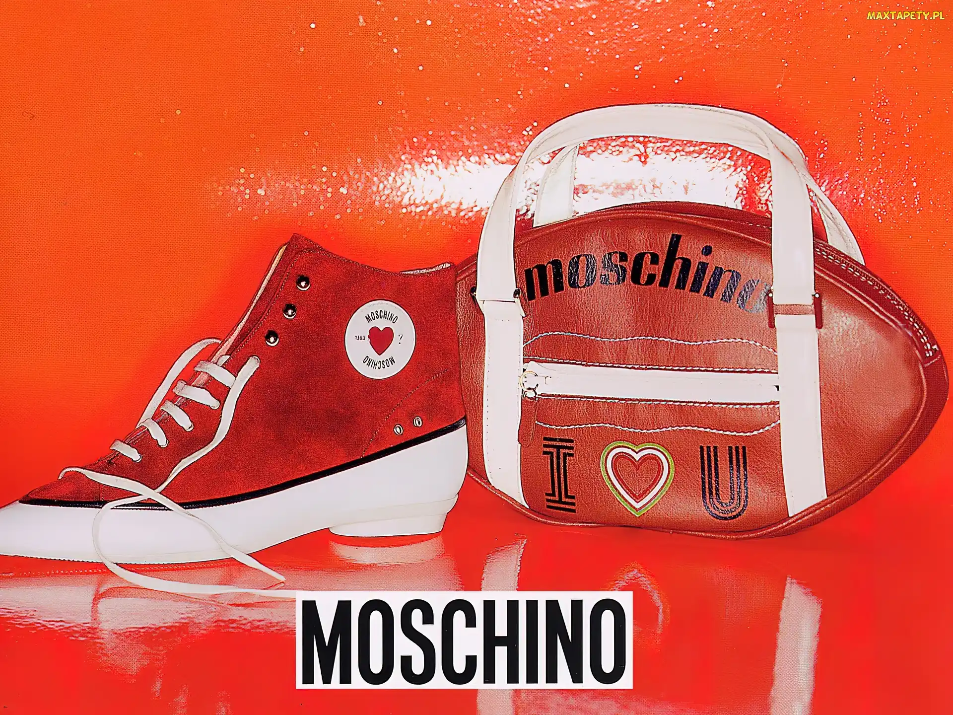 Moschino, czerwone, but, torebka
