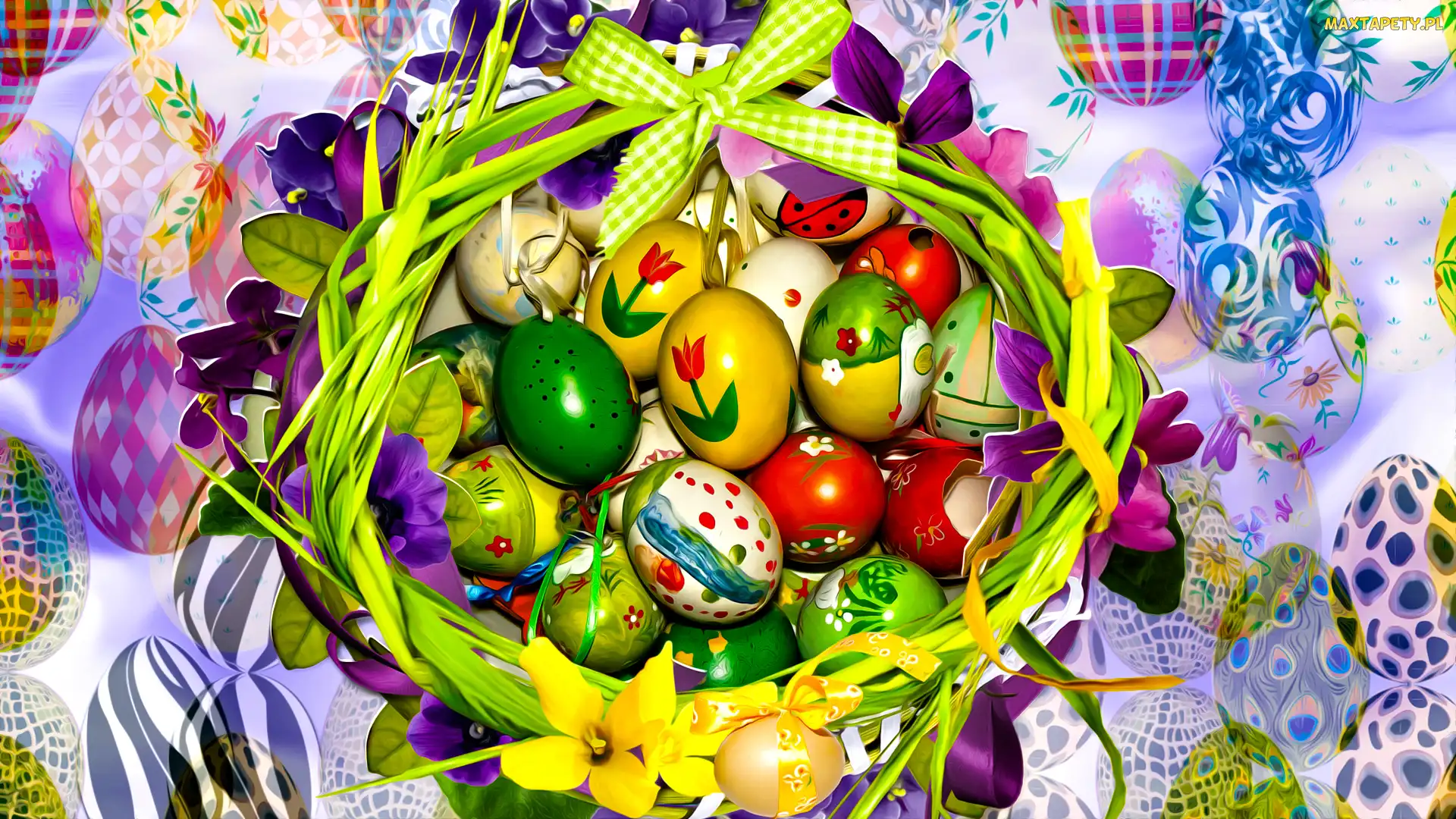 Grafika, Pisanki, Wielkanoc, Kolorowe
