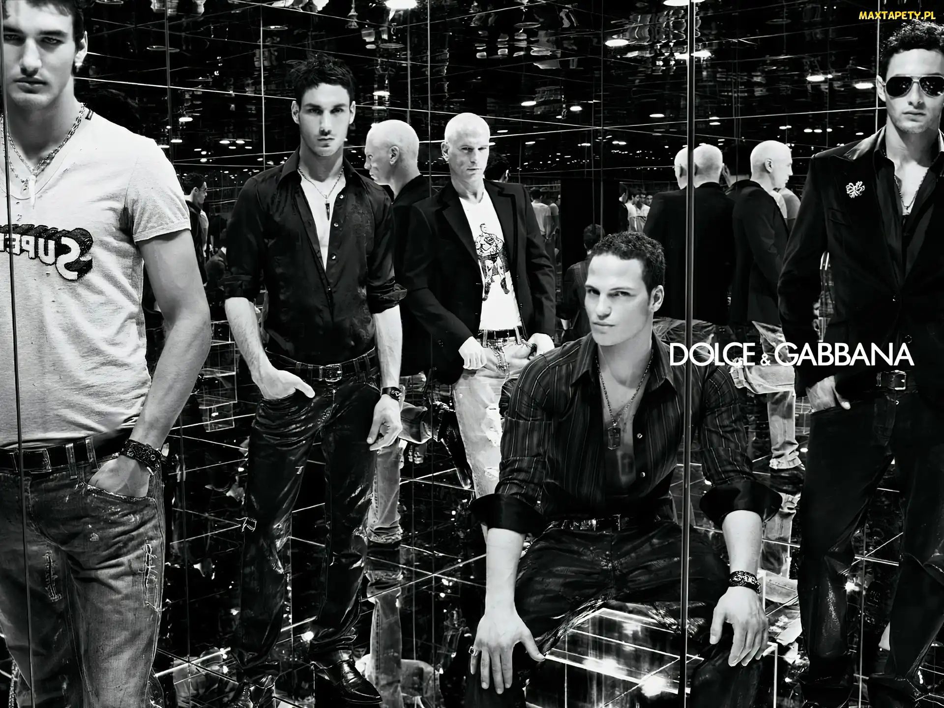 lustro, jeans, mężczyźni, Dolce And Gabbana, koszule, spodnie