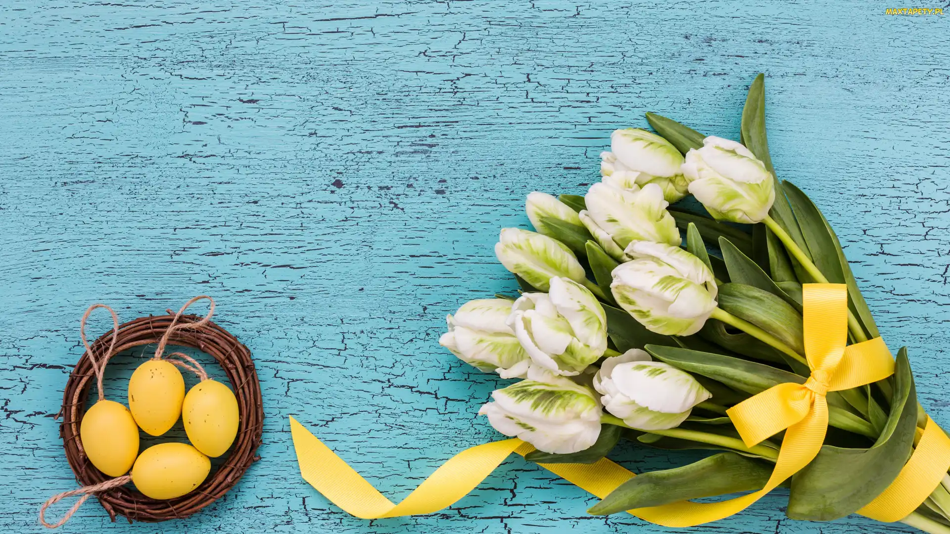 Tulipany papuzie, Wielkanoc, Pisanki, Bukiet