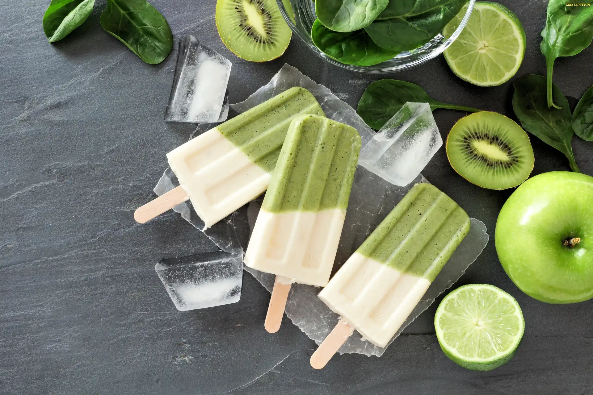 Kiwi, Lody, Liście, Lodu, Limonka, Jabłko, Kostki