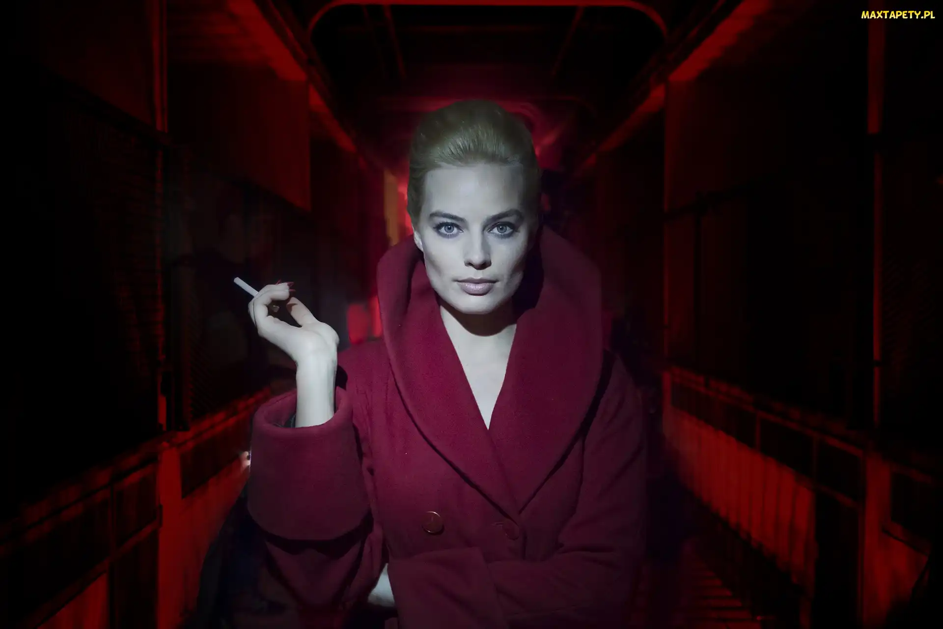 Aktorka, Kobieta, Papieros, Film, Terminal, Płaszcz, Margot Robbie