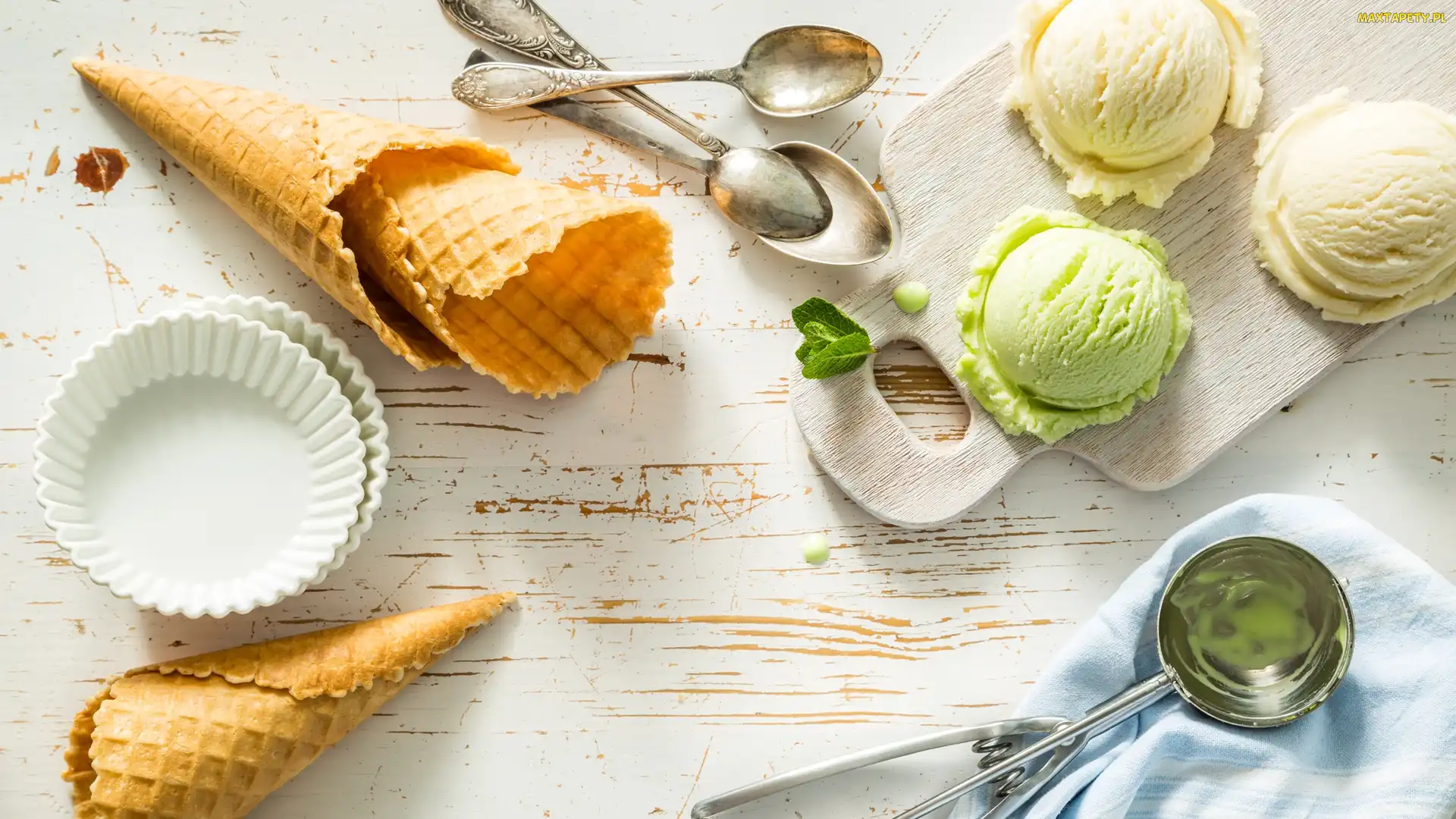 Gałki, Łyżeczki, Rożki, Wafle, Lody
