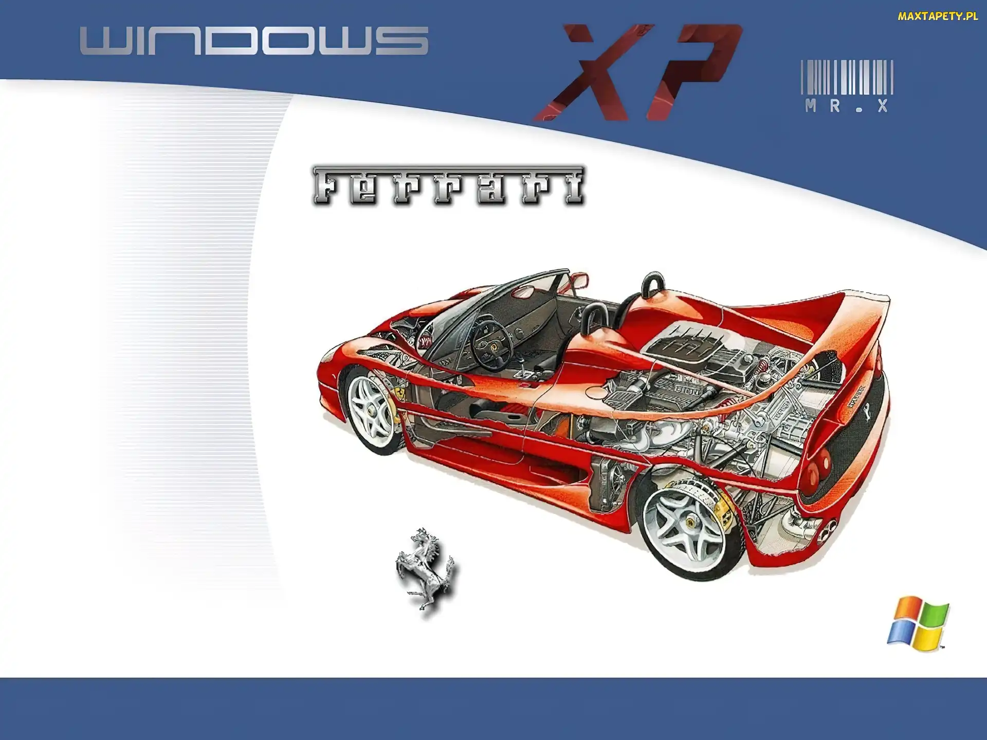 microsoft, samochód, Windows XP, ferrari