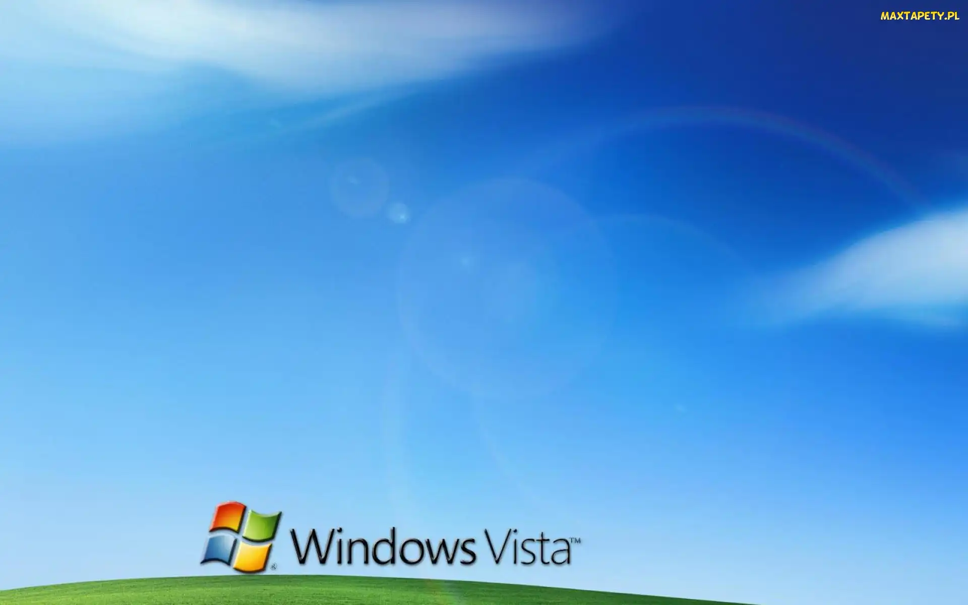 chmury, łąka, Windows Vista, microsoft