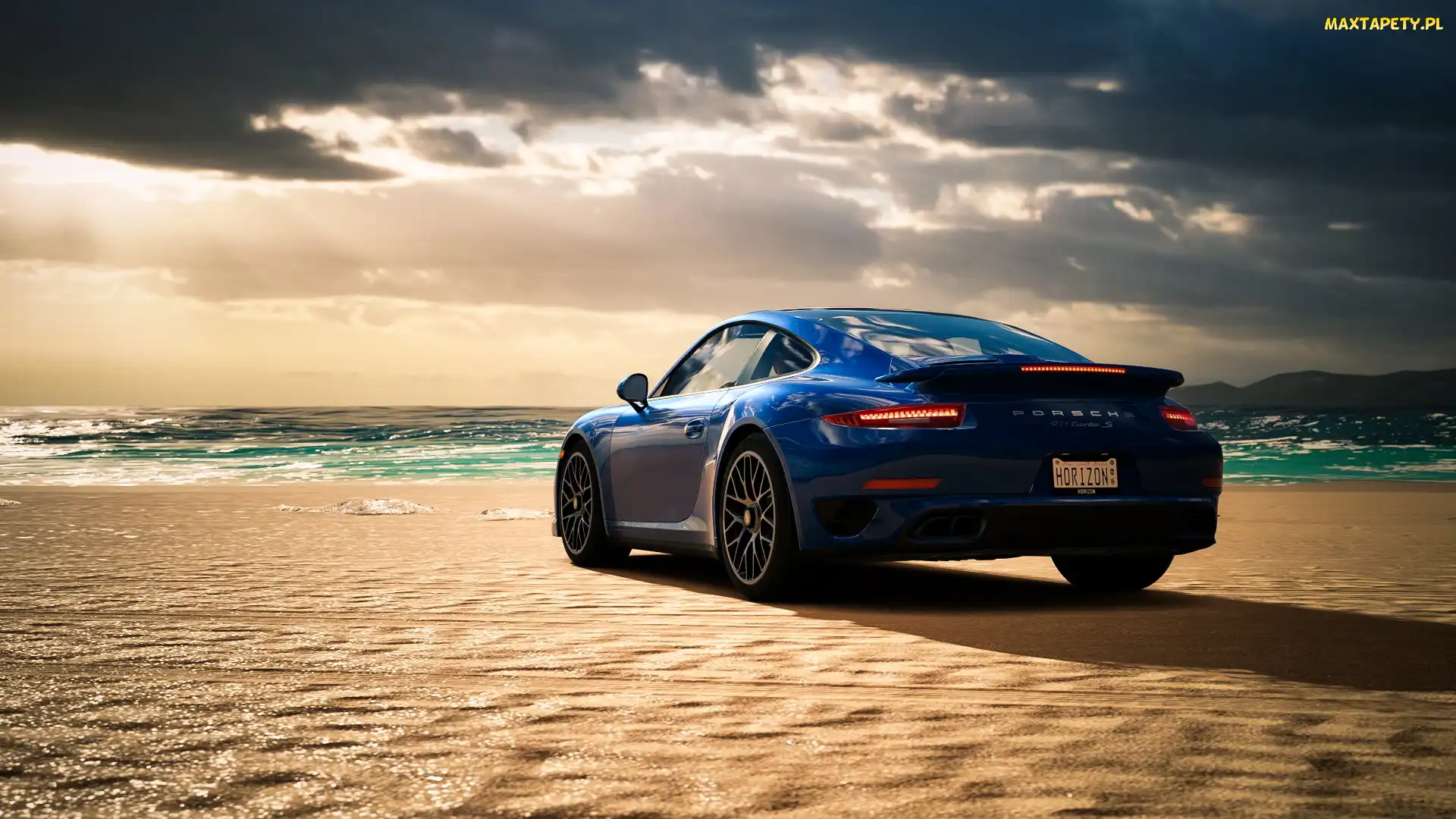 Tapety, zdjęcia Niebieskie, Tył, Porsche 911 Turbo S