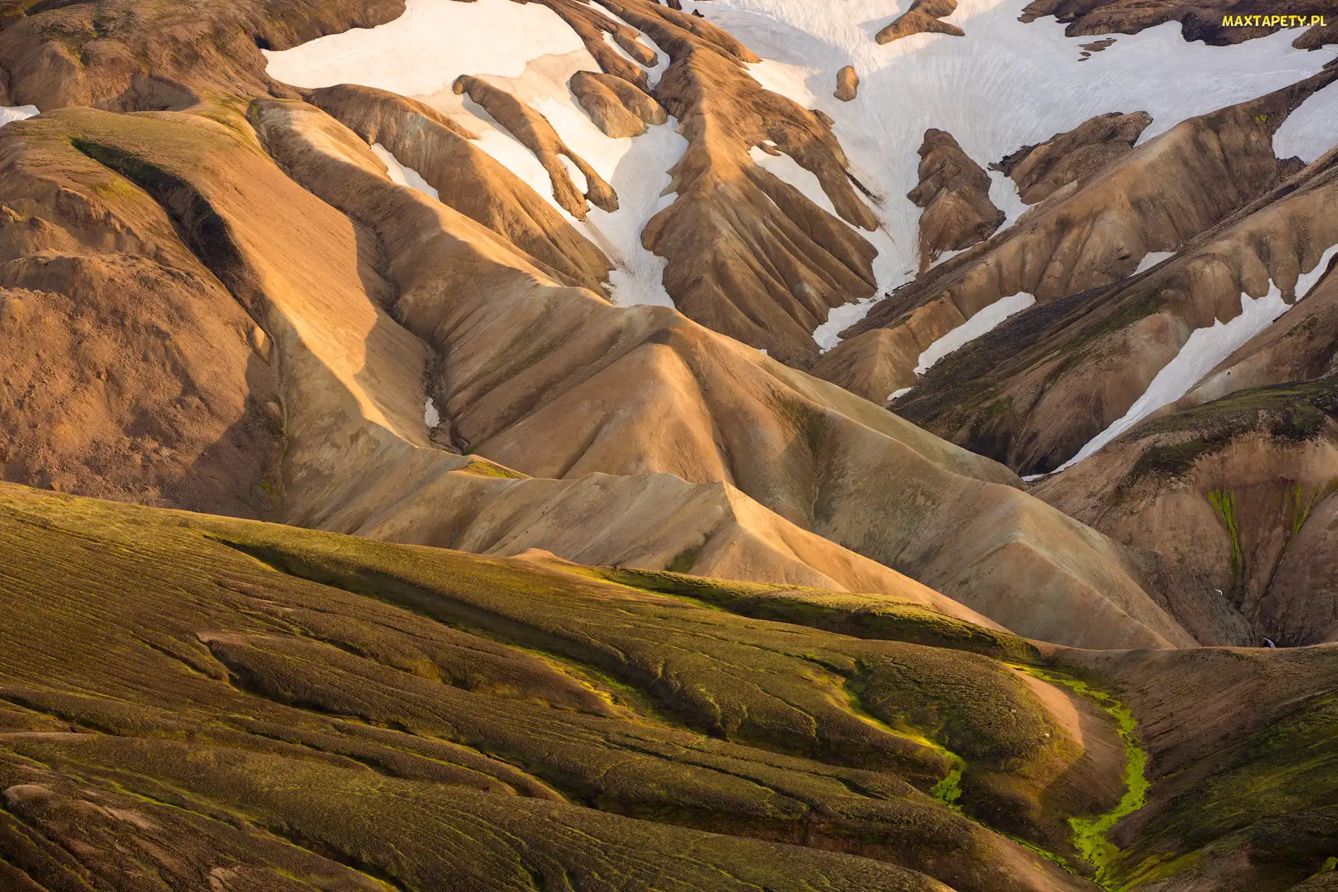 Islandia, Śnieg, Góry, Góra Landmannalaugar
