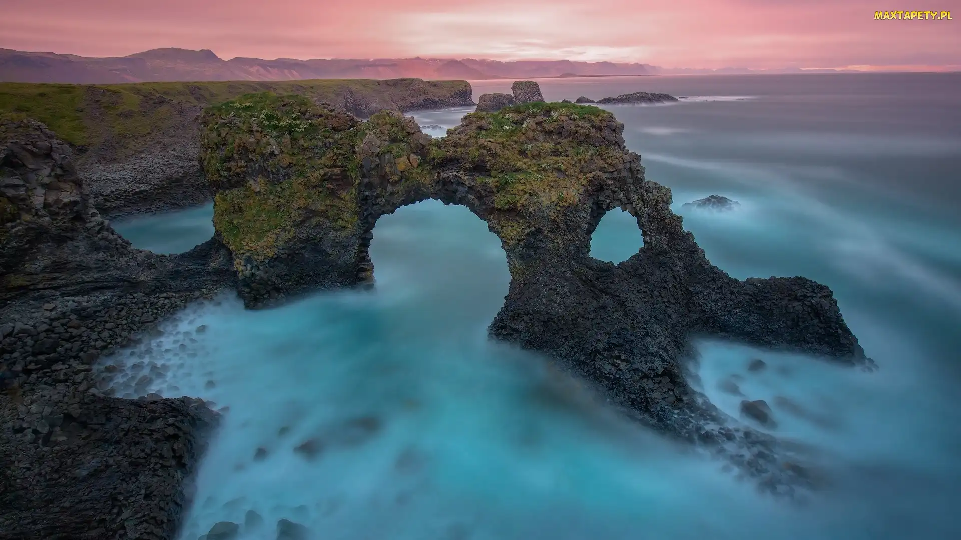 Arnarstapi, Gatklettur, Łuk, Islandia, Punkt widokowy, Morze, Skała