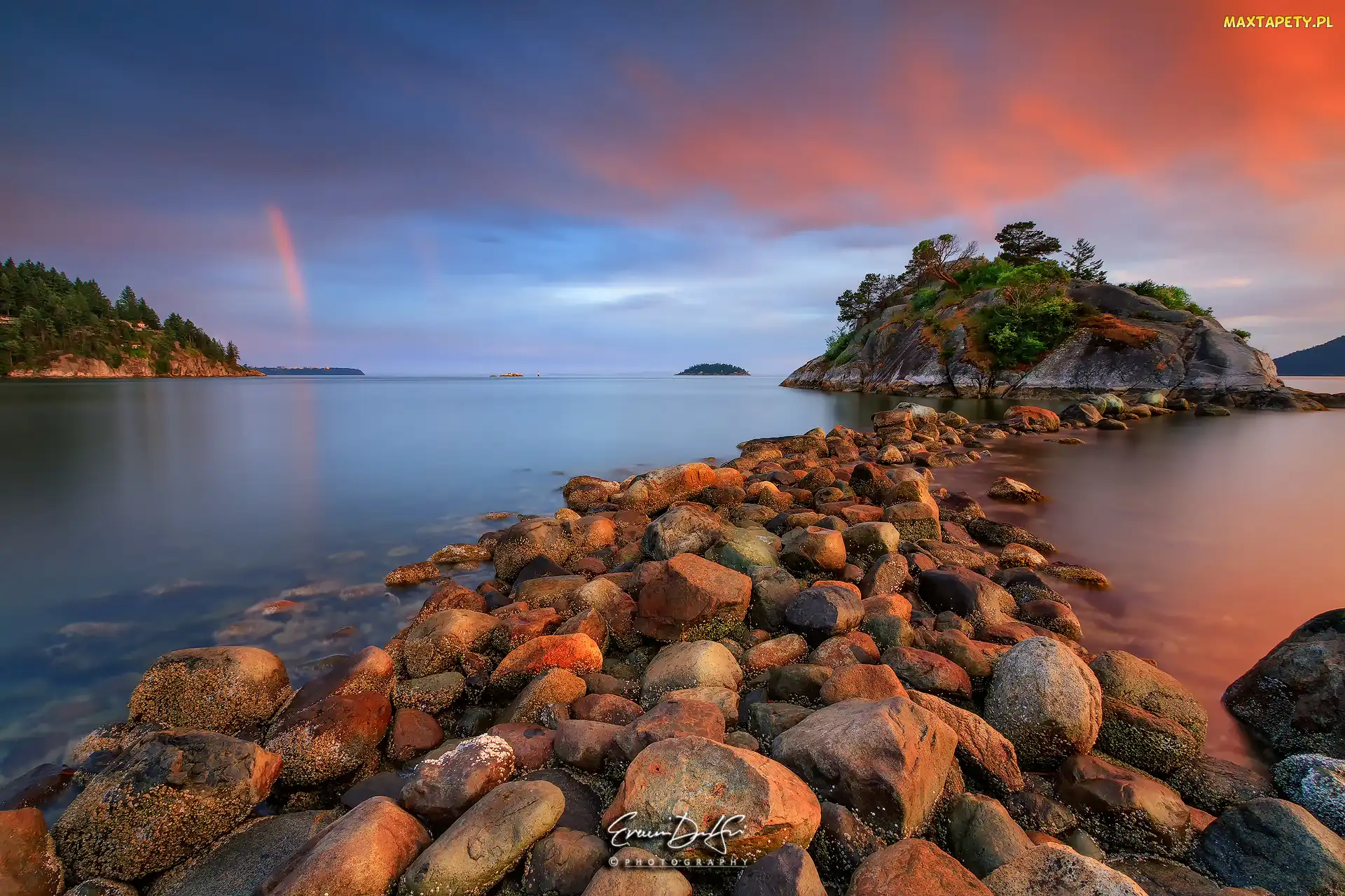 Vancouver, West Vancouver, Kamienie, Kanada, Whytecliff Park, Morze, Drzewa