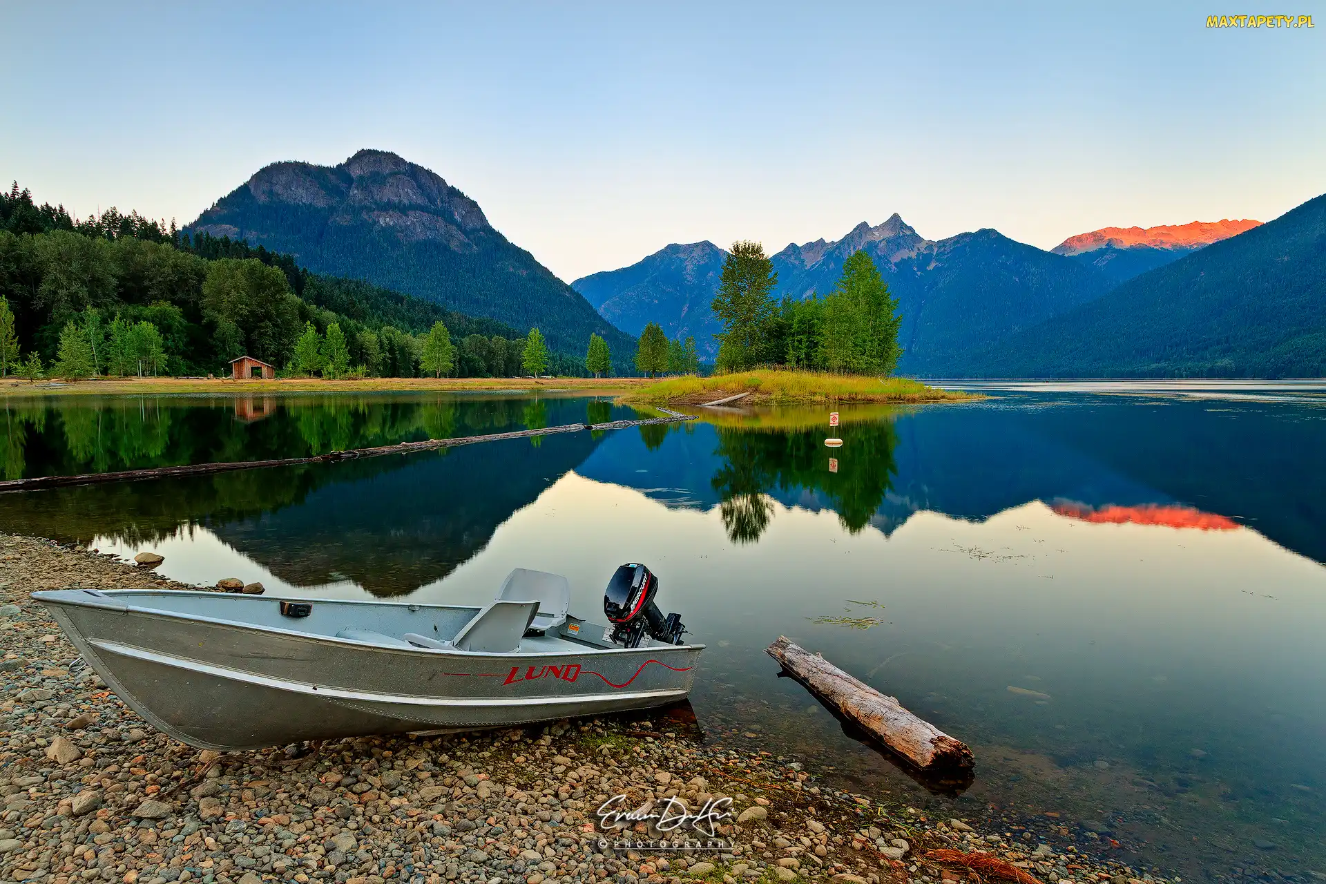 Las, Góry, Park prowincjonalny Skagit Valley, Kanada, Motorówka, Drzewa, Kolumbia Brytyjska, Jezioro Ross