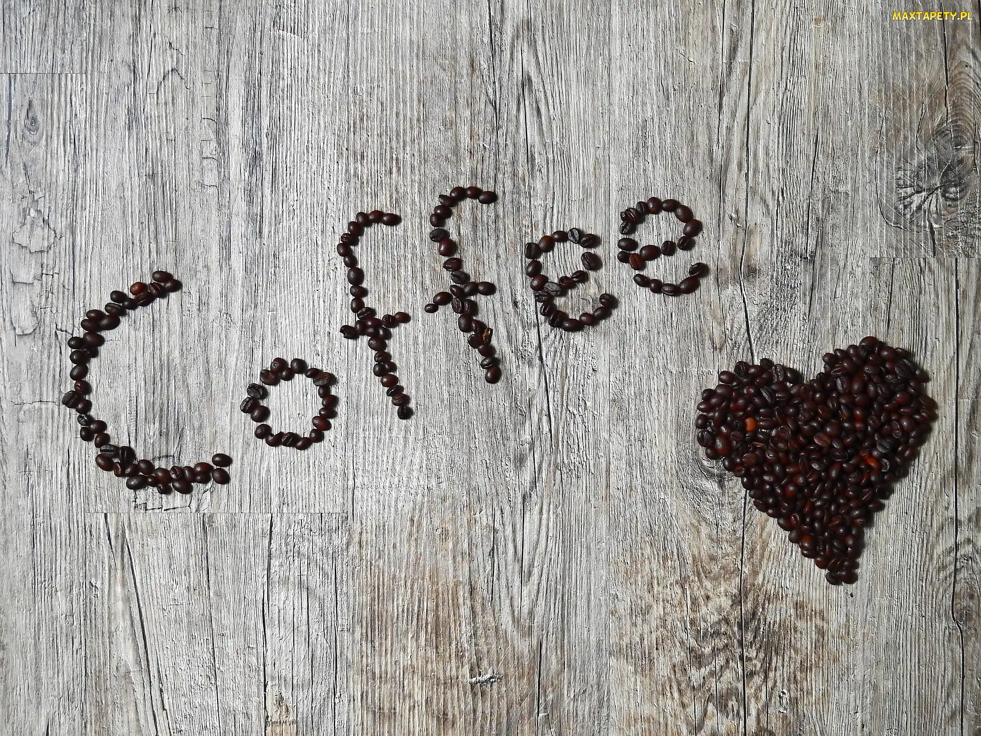 Ziarna, Serce, Coffee, Napis, Kawa