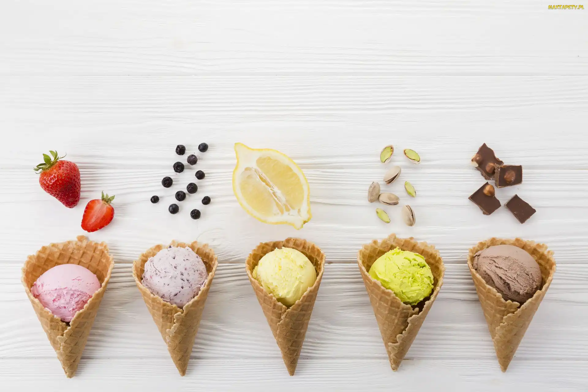 Wafelki, Rożki, Smaki, Gałki, Różne, Lody