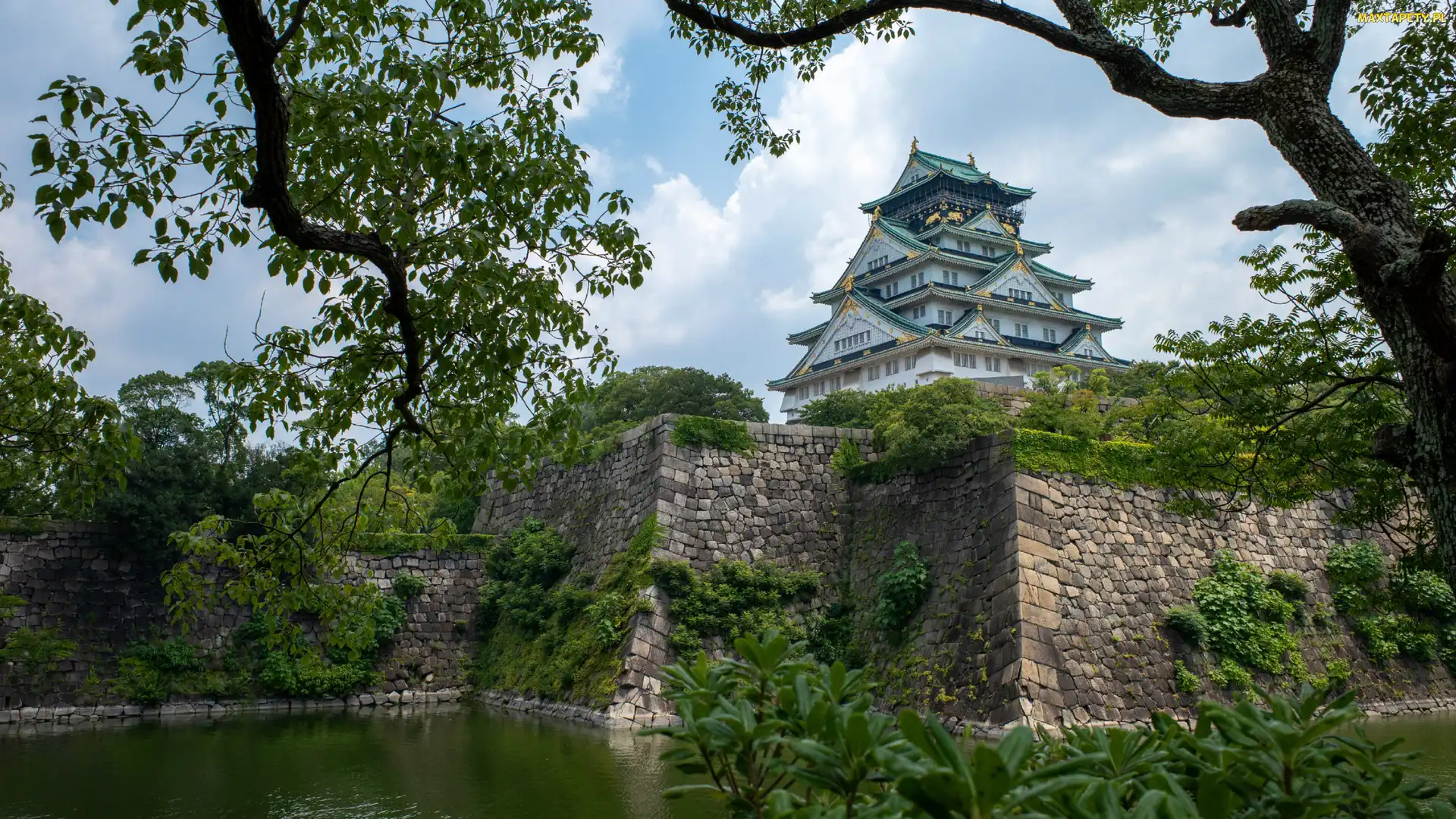 Japonia, Miasto Osaka, Brokatowy Zamek, Zamek Osaka, Osaka-jo, Mur