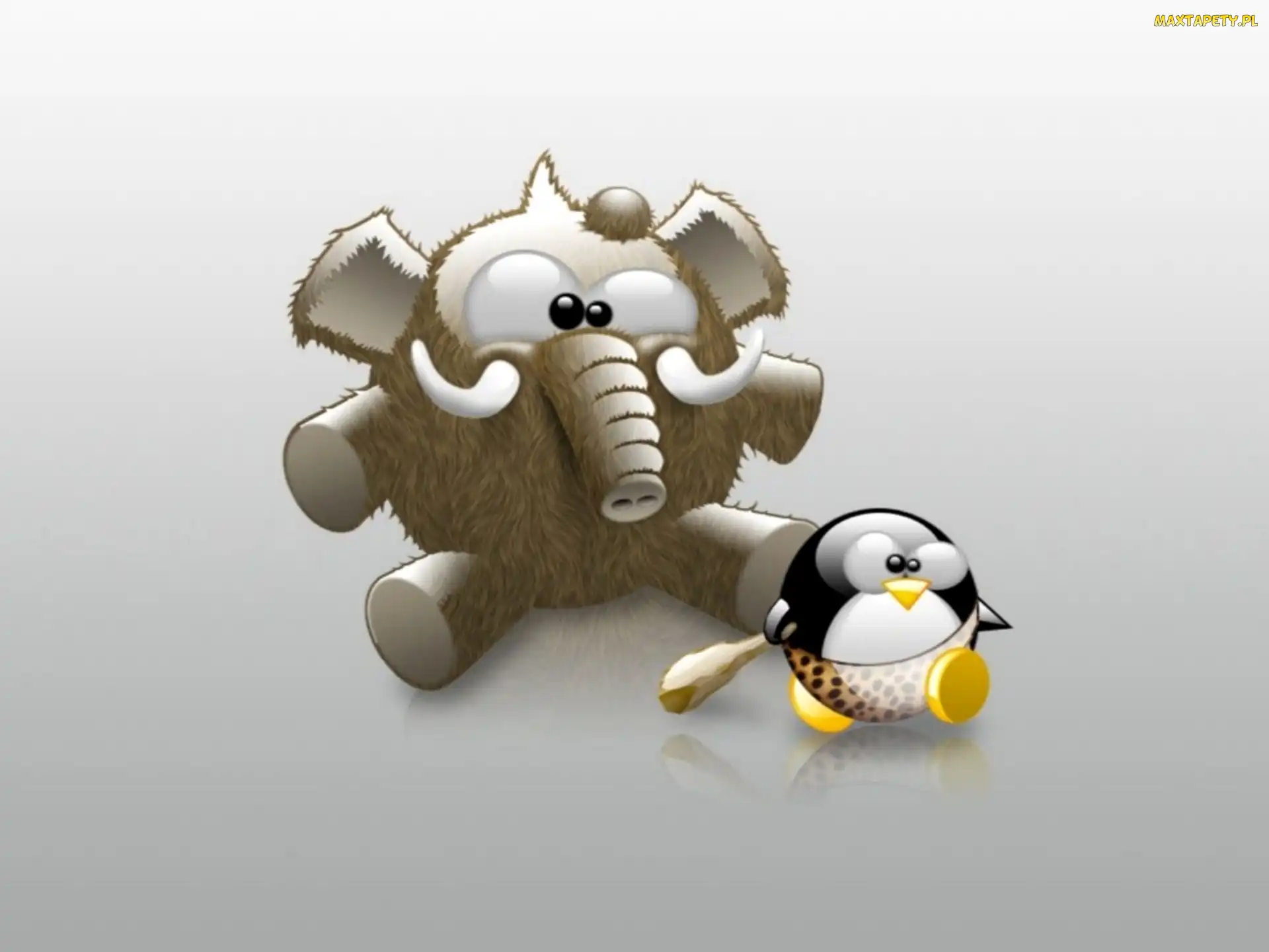 pingwin, Linux, grafika, maczuga, mamut