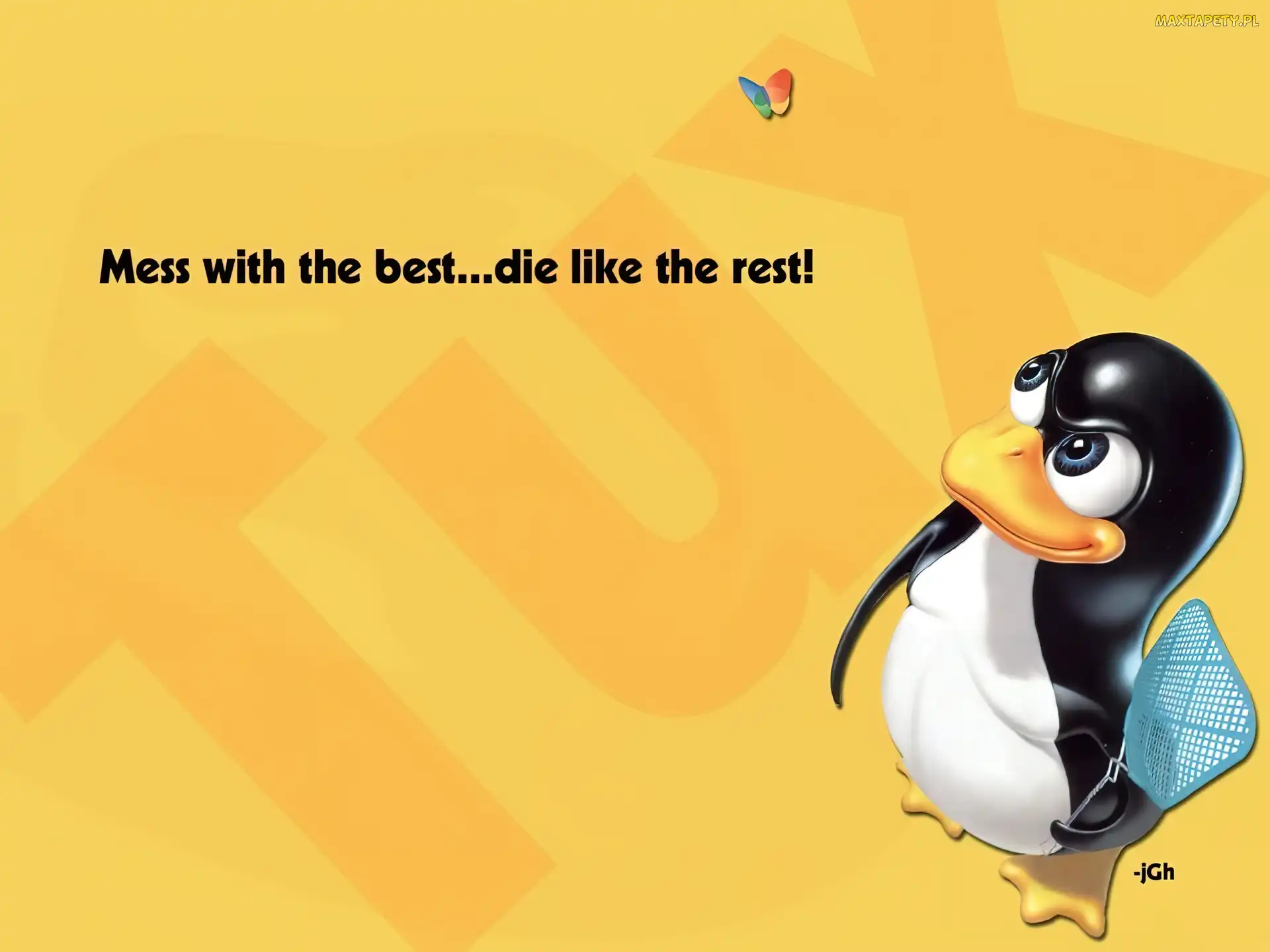 Linux, grafika, łapka, motyl, pingwin