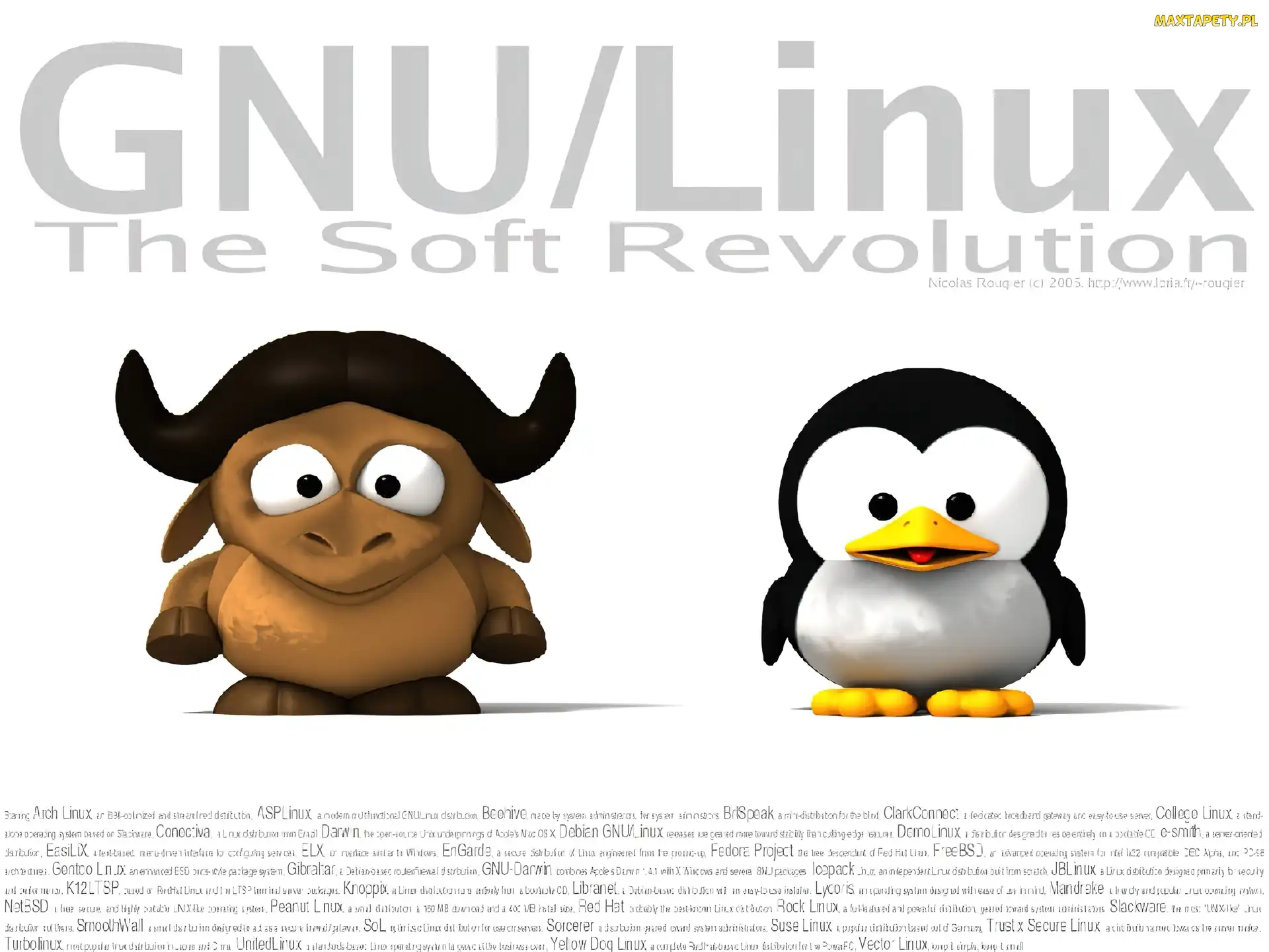 bawół, grafika, Linux, pingwin