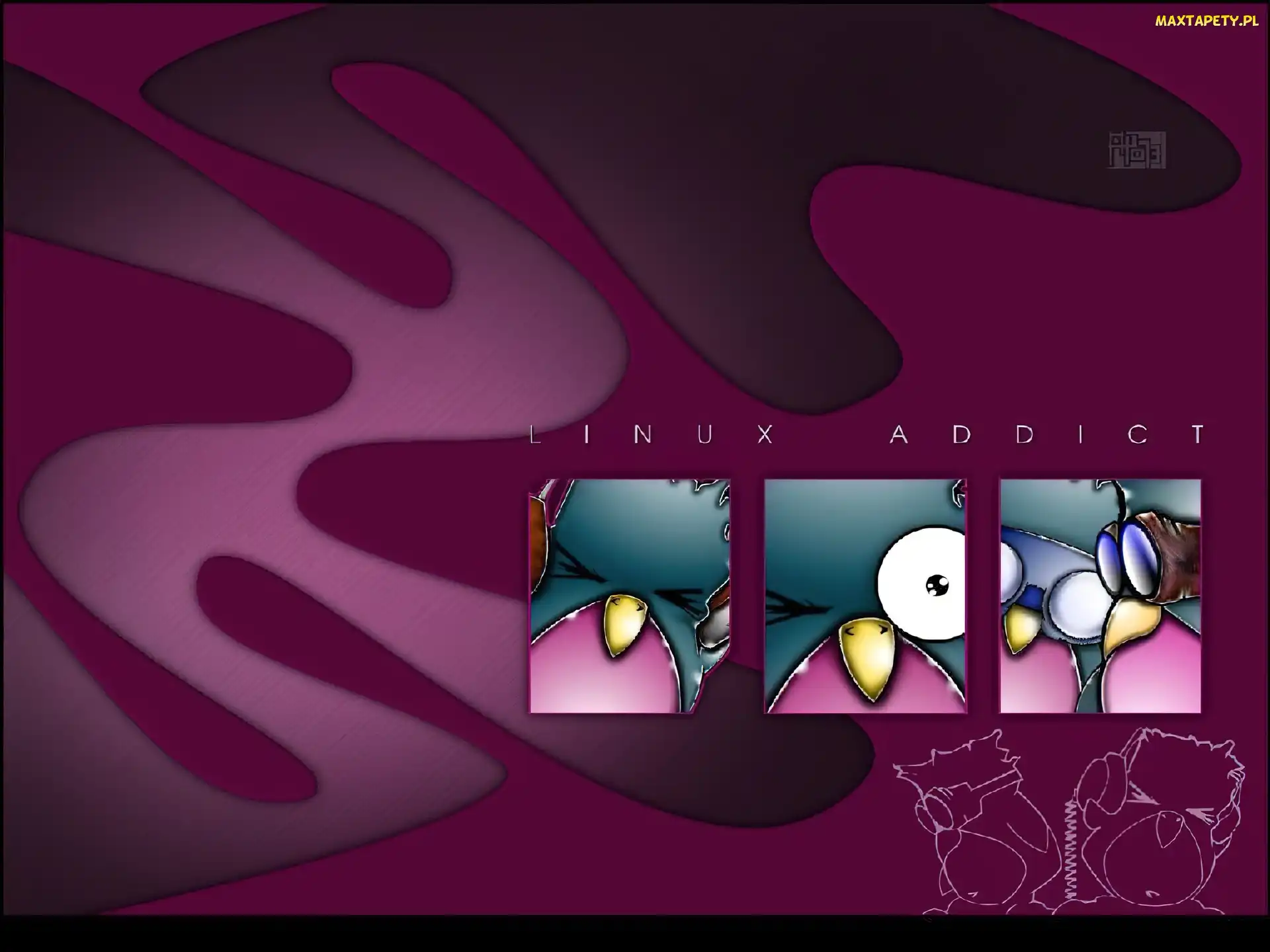 Linux, oko, grafika, pingwin